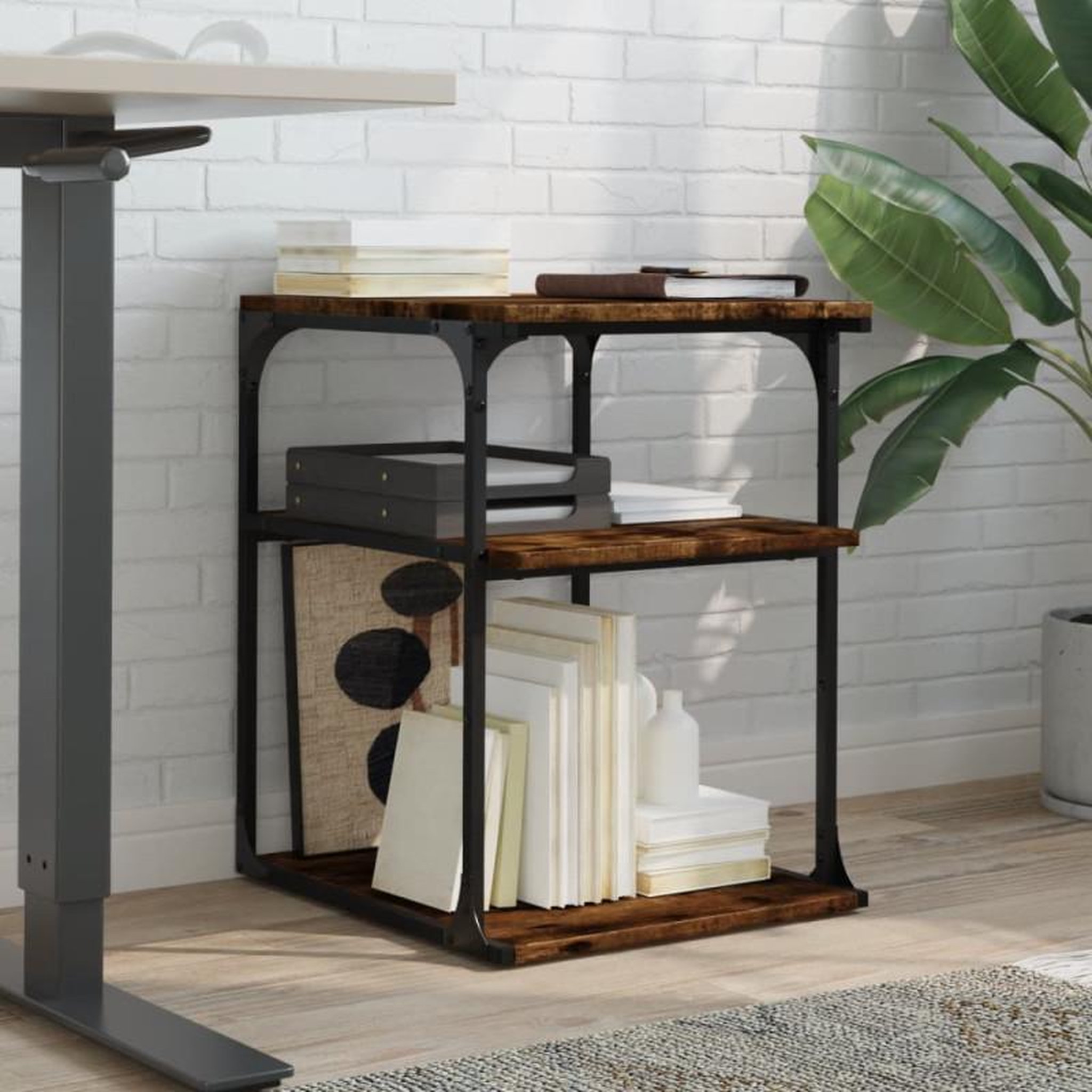 Voir la diapositive 3 : VIDAXL Support d imprimante à 3 niveaux chêne fumé 43x48x64 cm