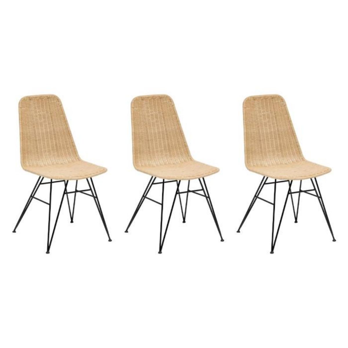 ATMOSPHERA Lot de 3 Chaises en Rotin  May  86cm Naturel