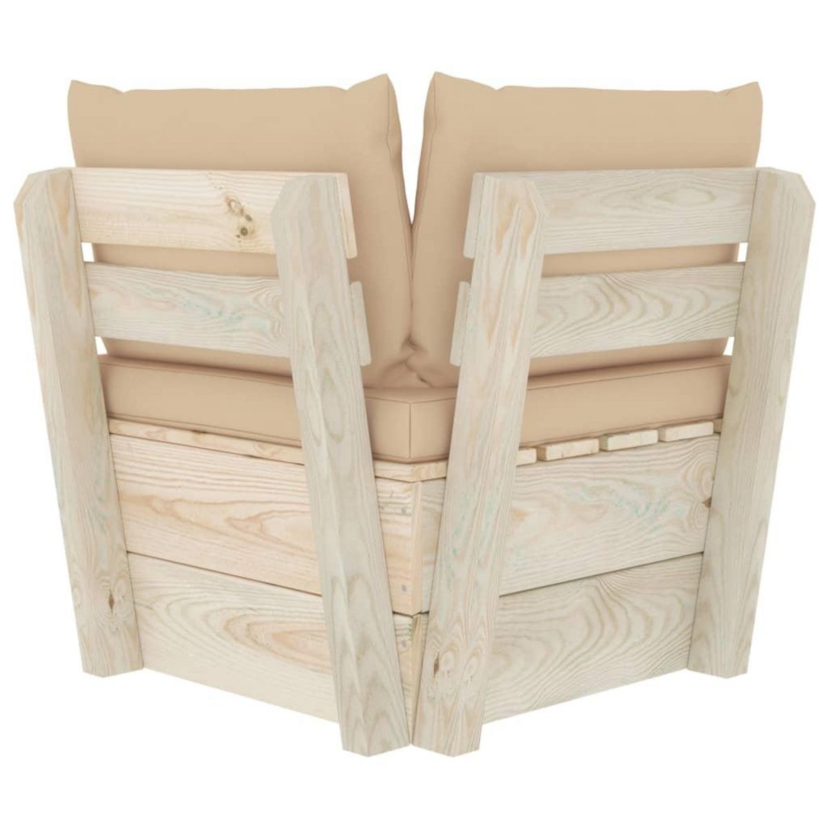 VIDAXL Canape d'angle palette de jardin avec coussins Epicea impregne