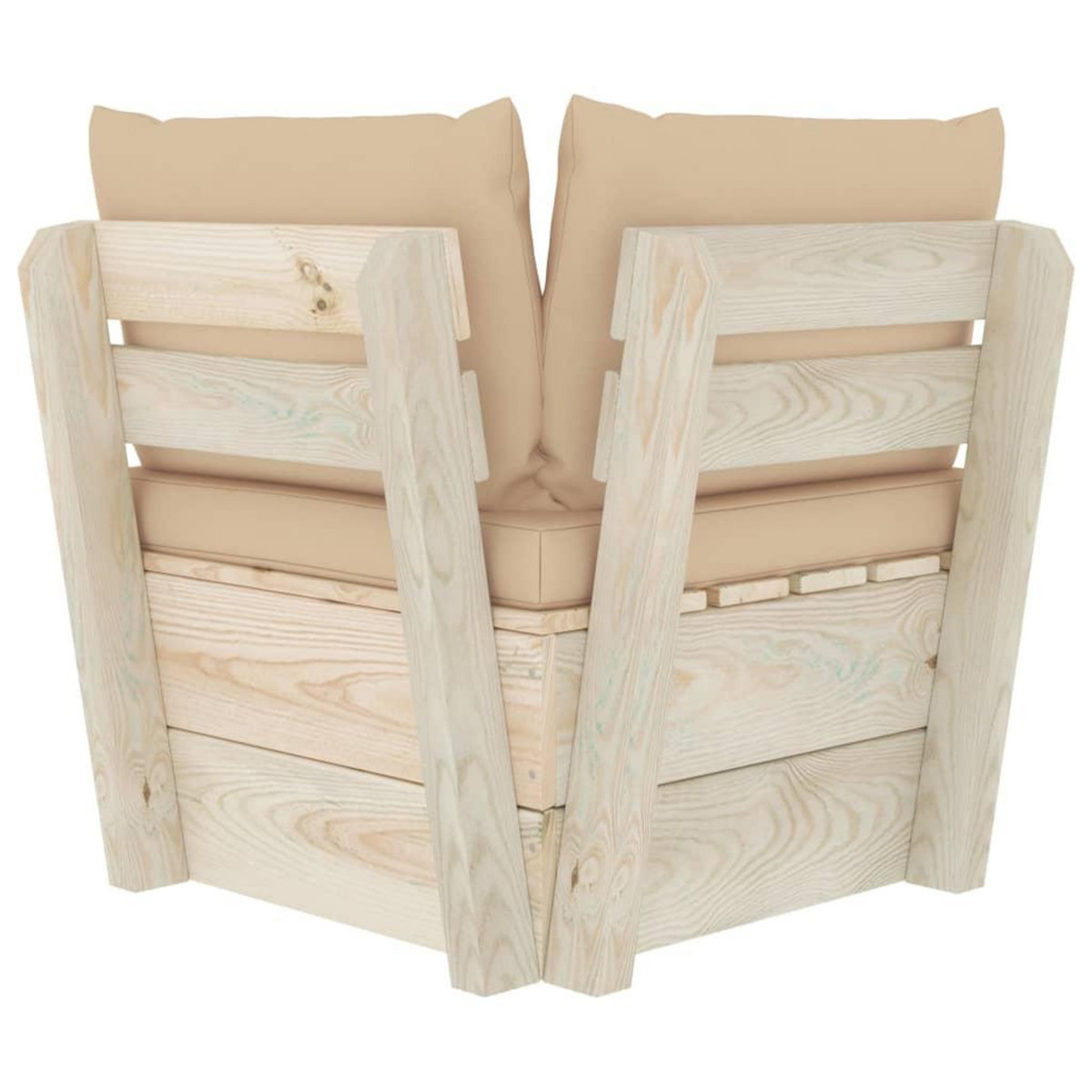 VIDAXL Canape d'angle palette de jardin avec coussins Epicea impregne