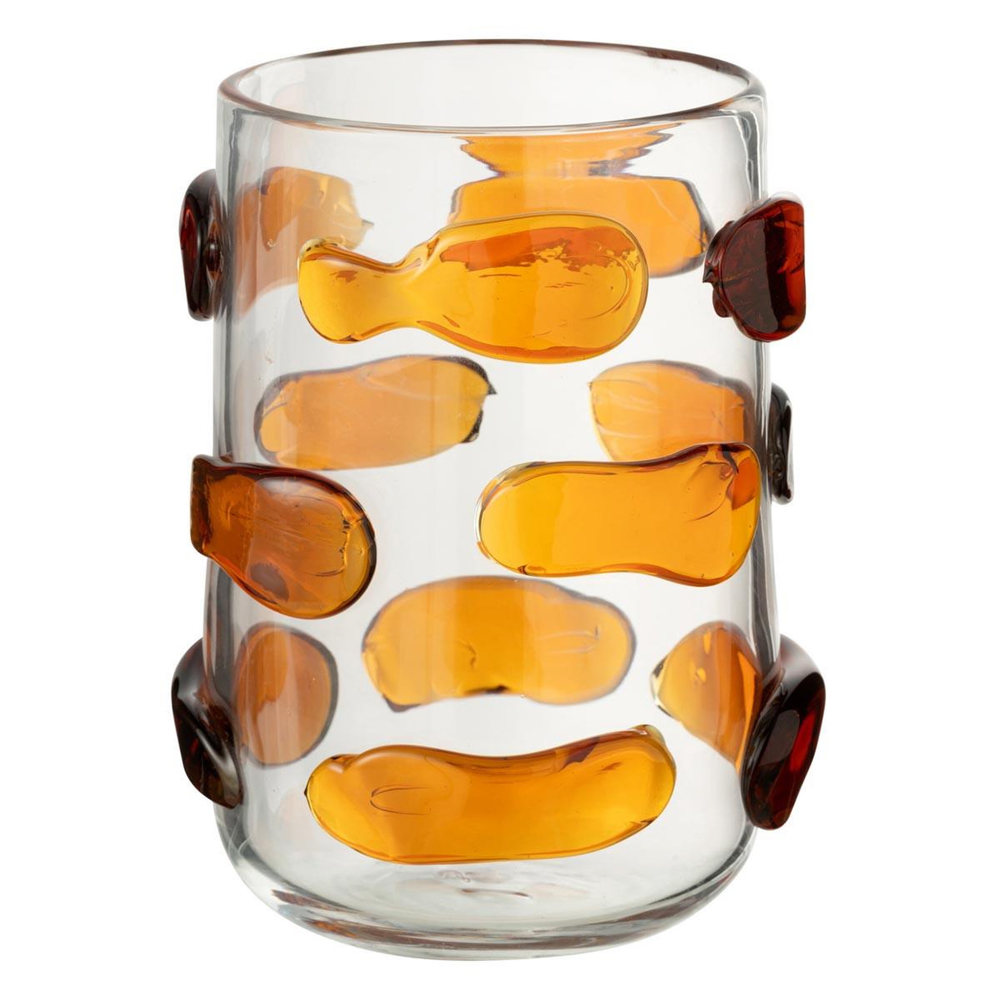J-LINE Vase design en verre  pebbles  23cm ambre
