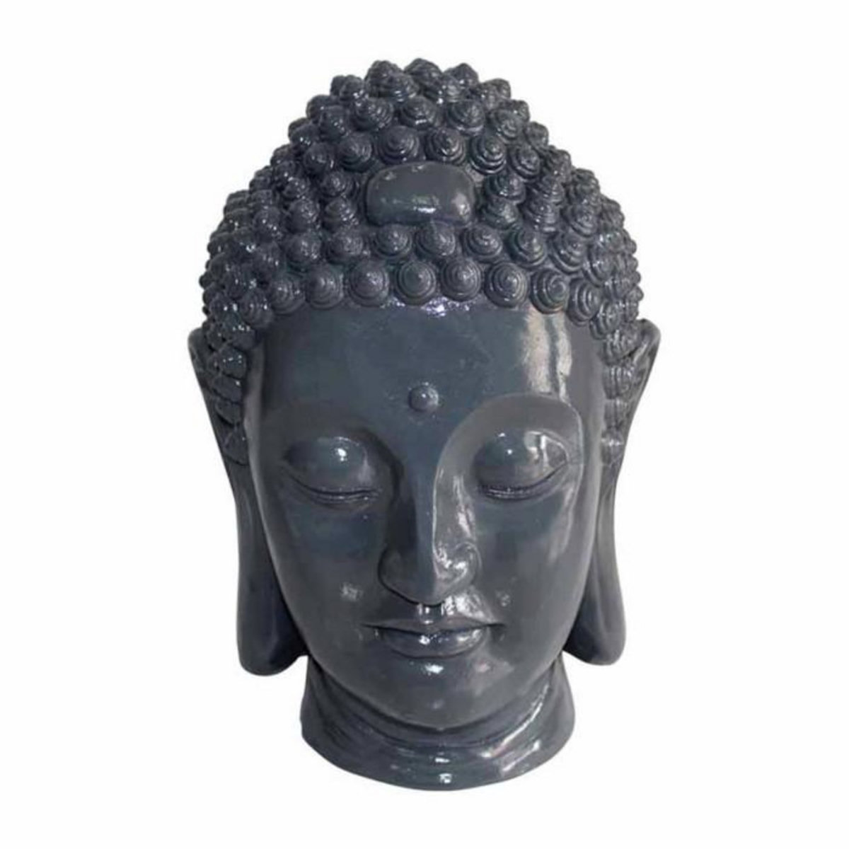 Paris Prix Statue Déco  Tête de Bouddha  34cm Gris