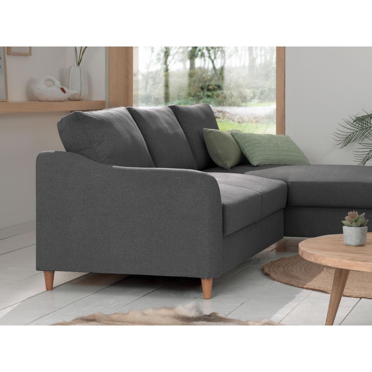 LISA DESIGN Will - canapé d'angle droit - convertible avec coffre - 4 places - en tissu