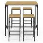 Voir la diapositive 3 : ID MARKET Ensemble table haute de bar DETROIT 100 cm et 4 tabourets bois et métal noir design industriel