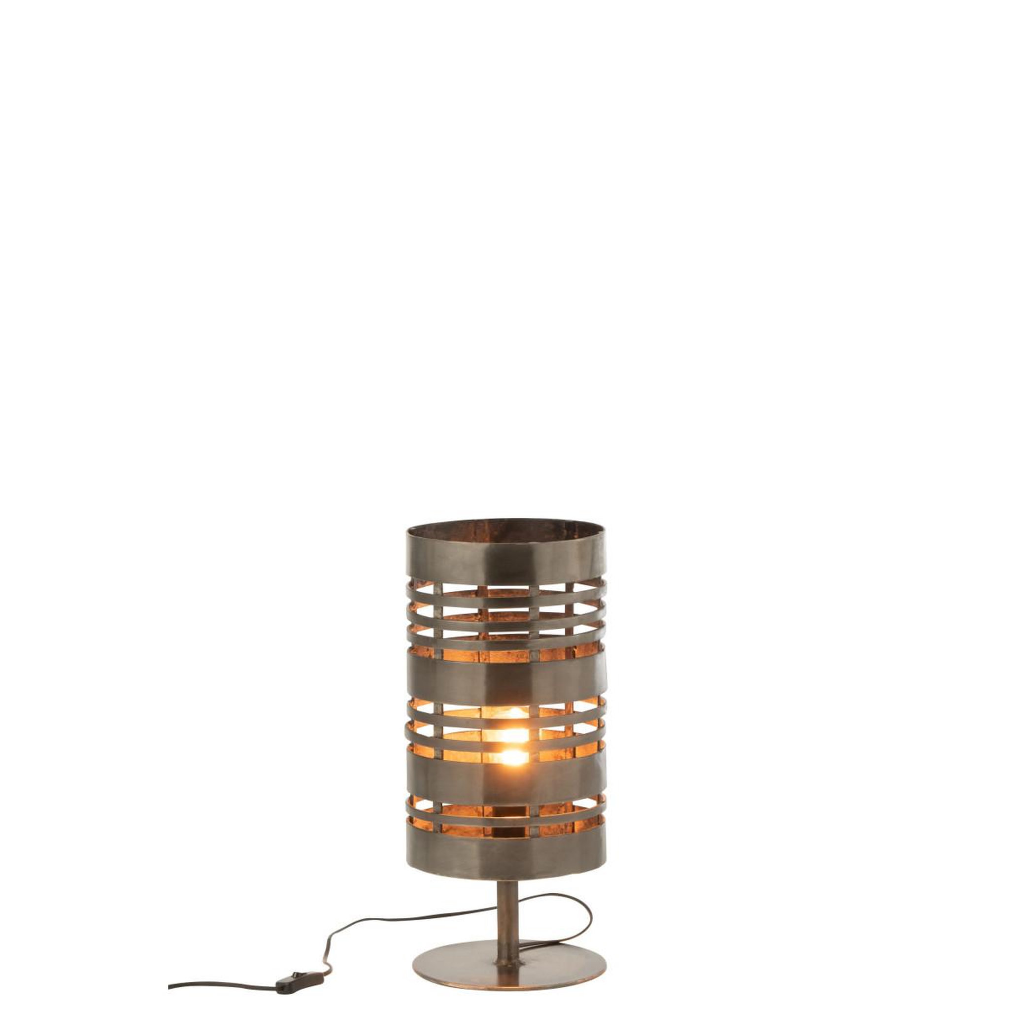 Voir la diapositive 2 : J-LINE Lampe à Poser Cercle Métal  Pamela  51cm Gris