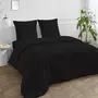 FUTURE HOME Taie d'oreiller en coton 57 fils unie noir 64x64cm