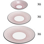  Service d'assiettes 18 pièces rouge porcelaine