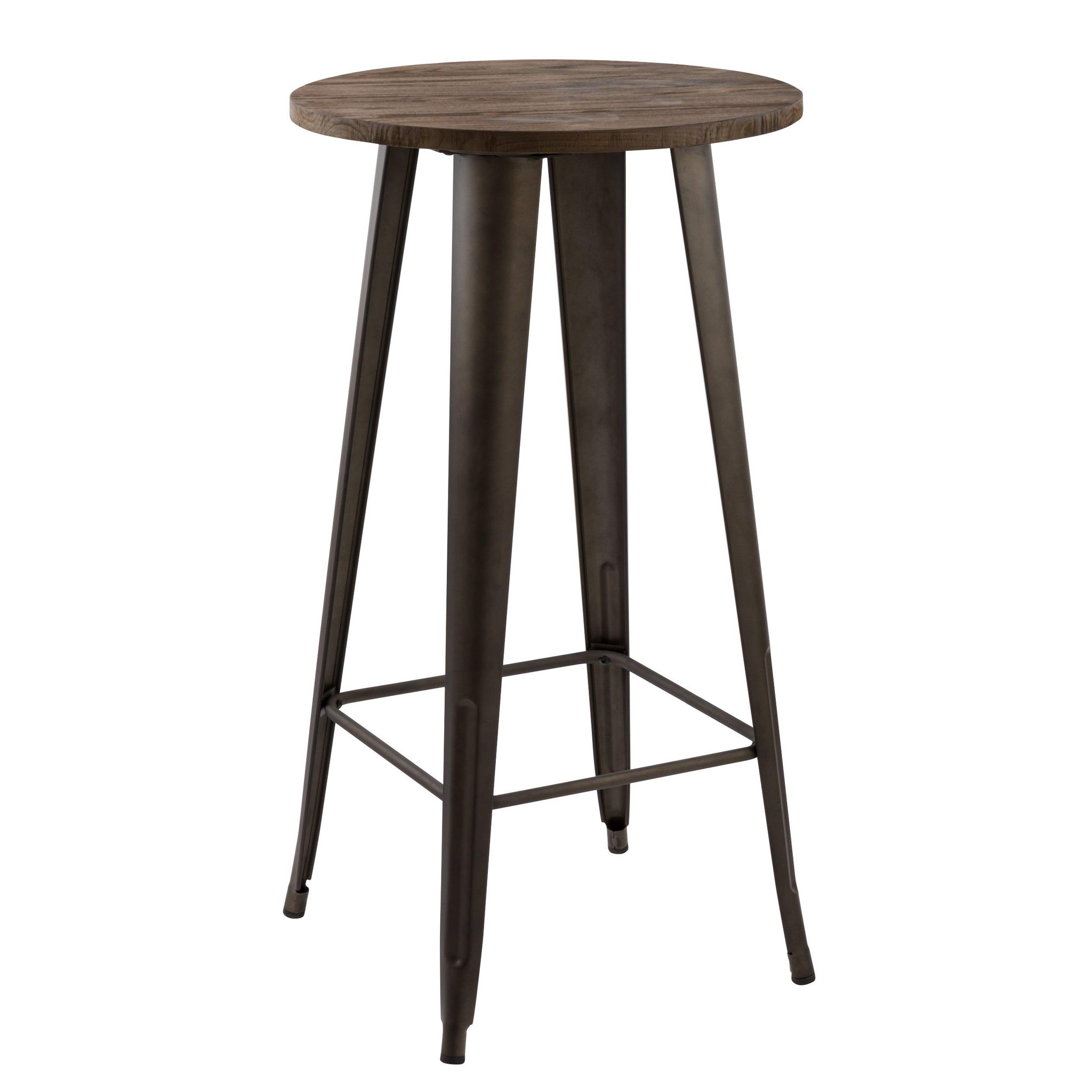 MAISON PAVANE Table de bar ronde 2 personnes en bois foncé d60 cm-chimie