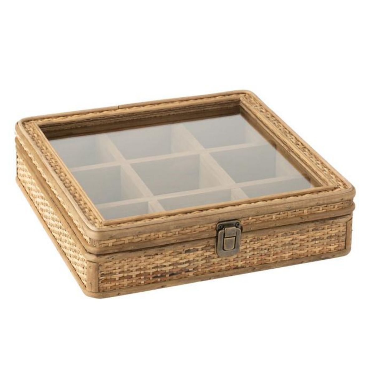 Paris Prix Boîte à Thé 9 Compartiments  Rotin  31cm Naturel