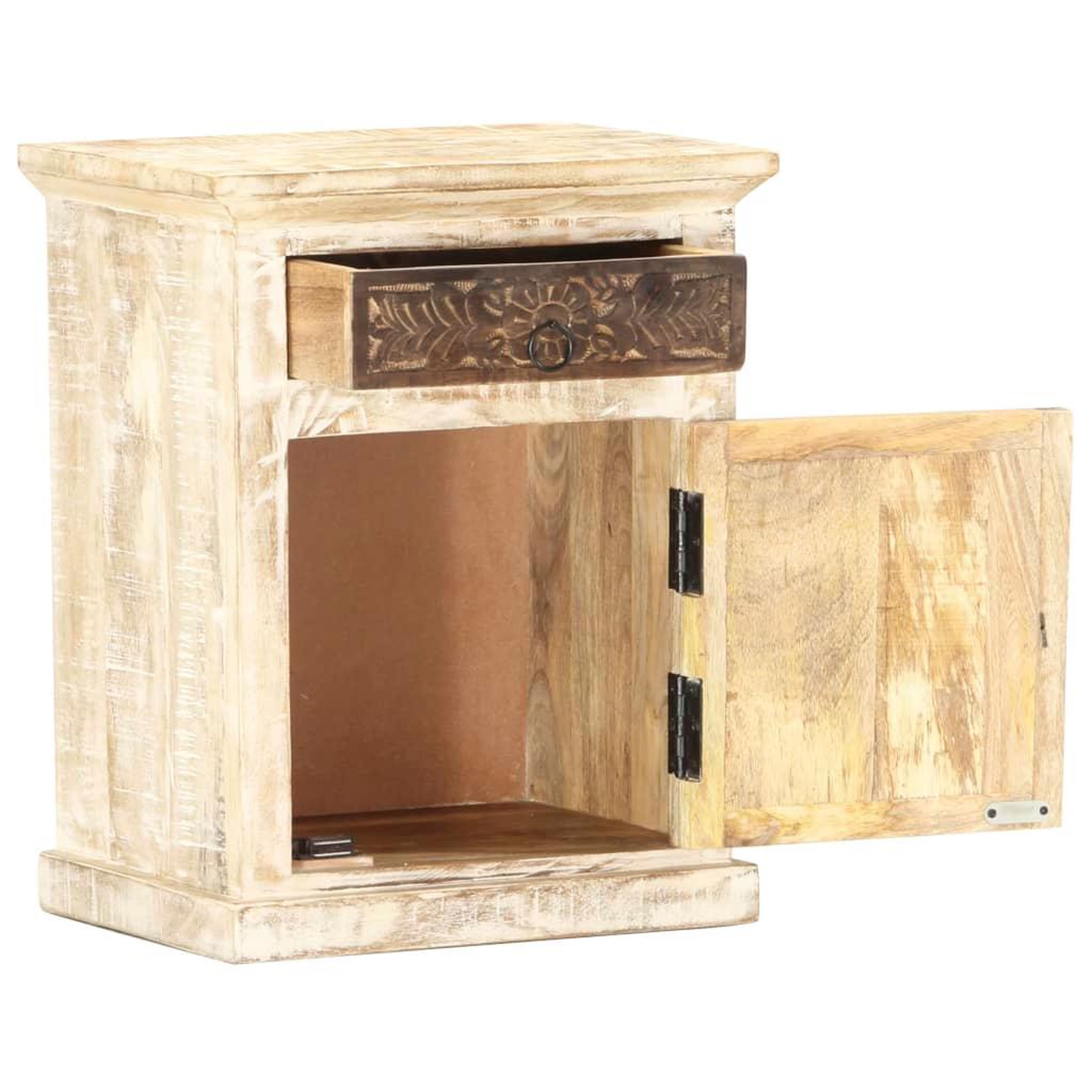 Voir la diapositive 3 : VIDAXL Table de chevet Blanc 40 x 30 x 50 cm Bois de manguier massif