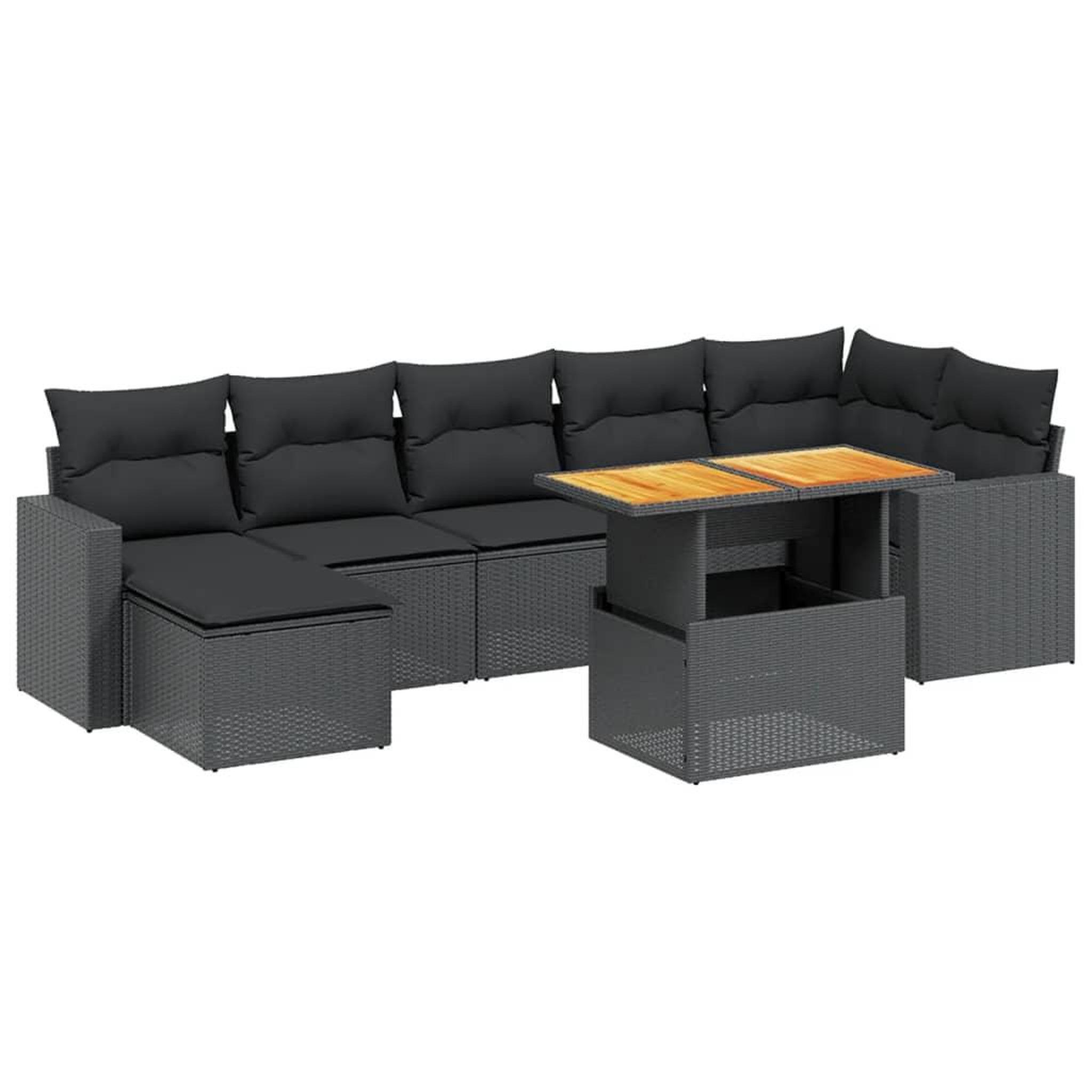 Voir la diapositive 2 : VIDAXL Salon de jardin 8 pcs avec coussins noir resine tressee