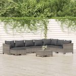 VIDAXL Salon de jardin 9 pcs avec coussins Gris Resine tressee