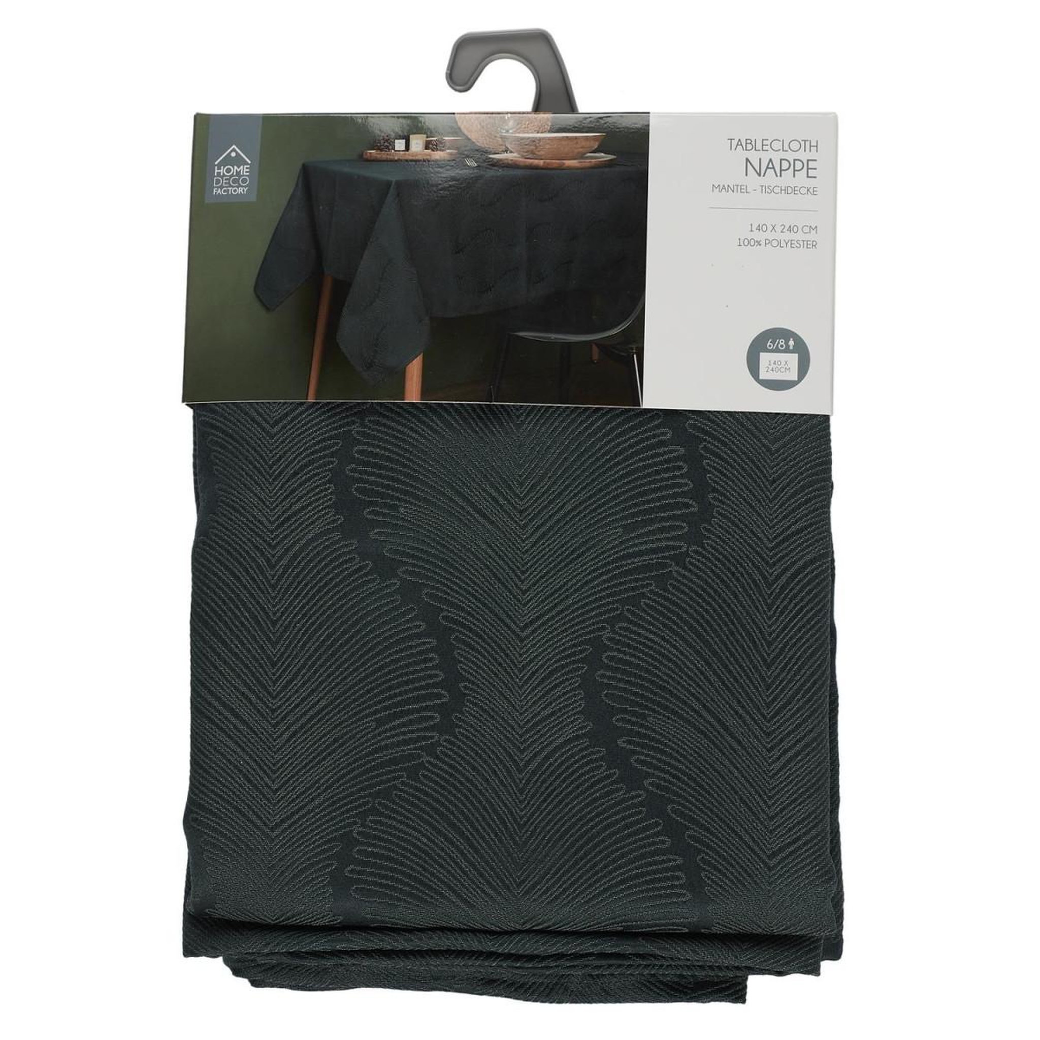 Voir la diapositive 5 : The Home Deco Factory Nappe jacquard  black forest  140x240cm noir