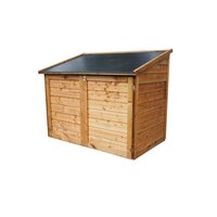 Coffre de jardin 200l en bois - caja beige - 125x60cm rangement coussins  avec 2 vérins et poignées