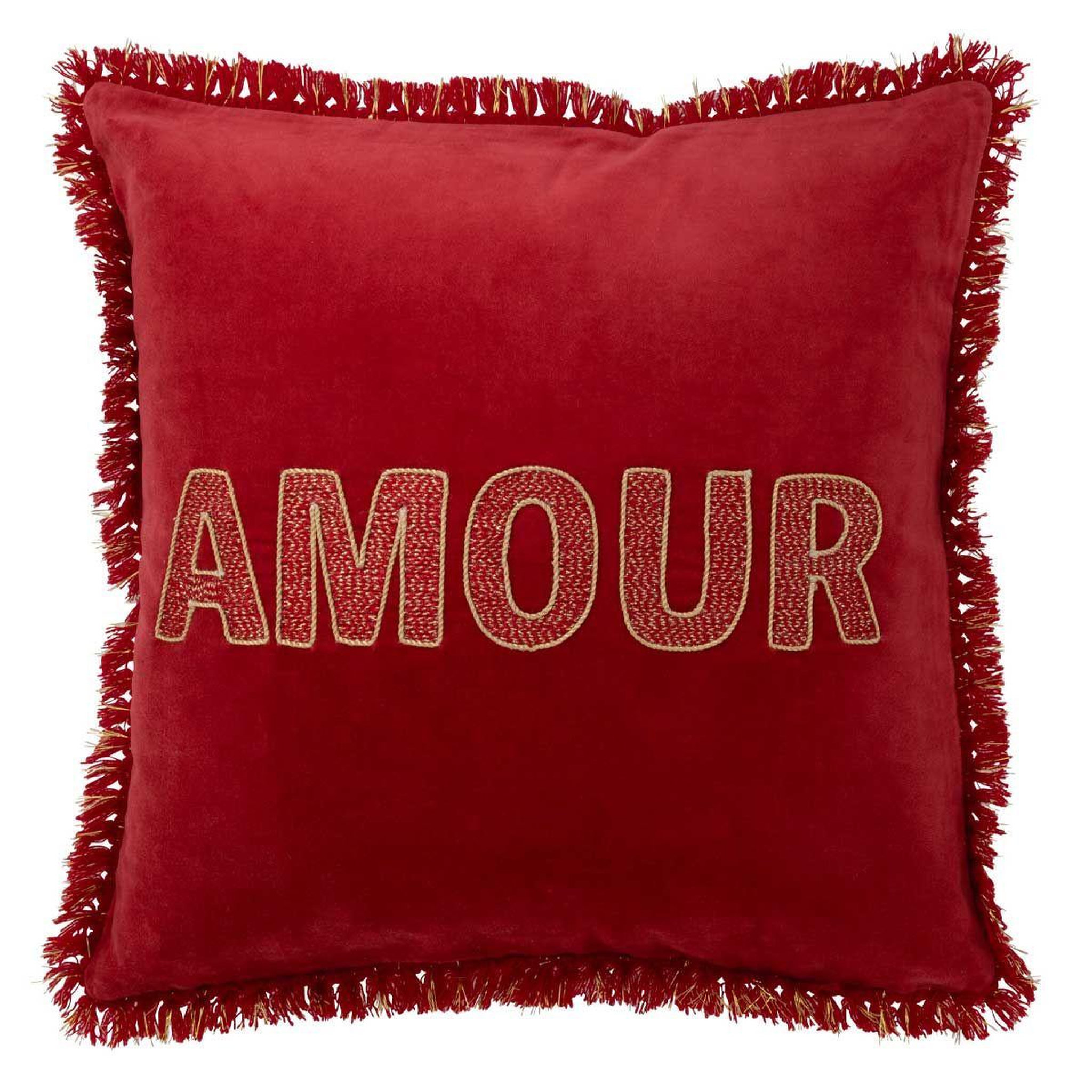 J-LINE Coussin déco amour  ellis  45x45cm rouge