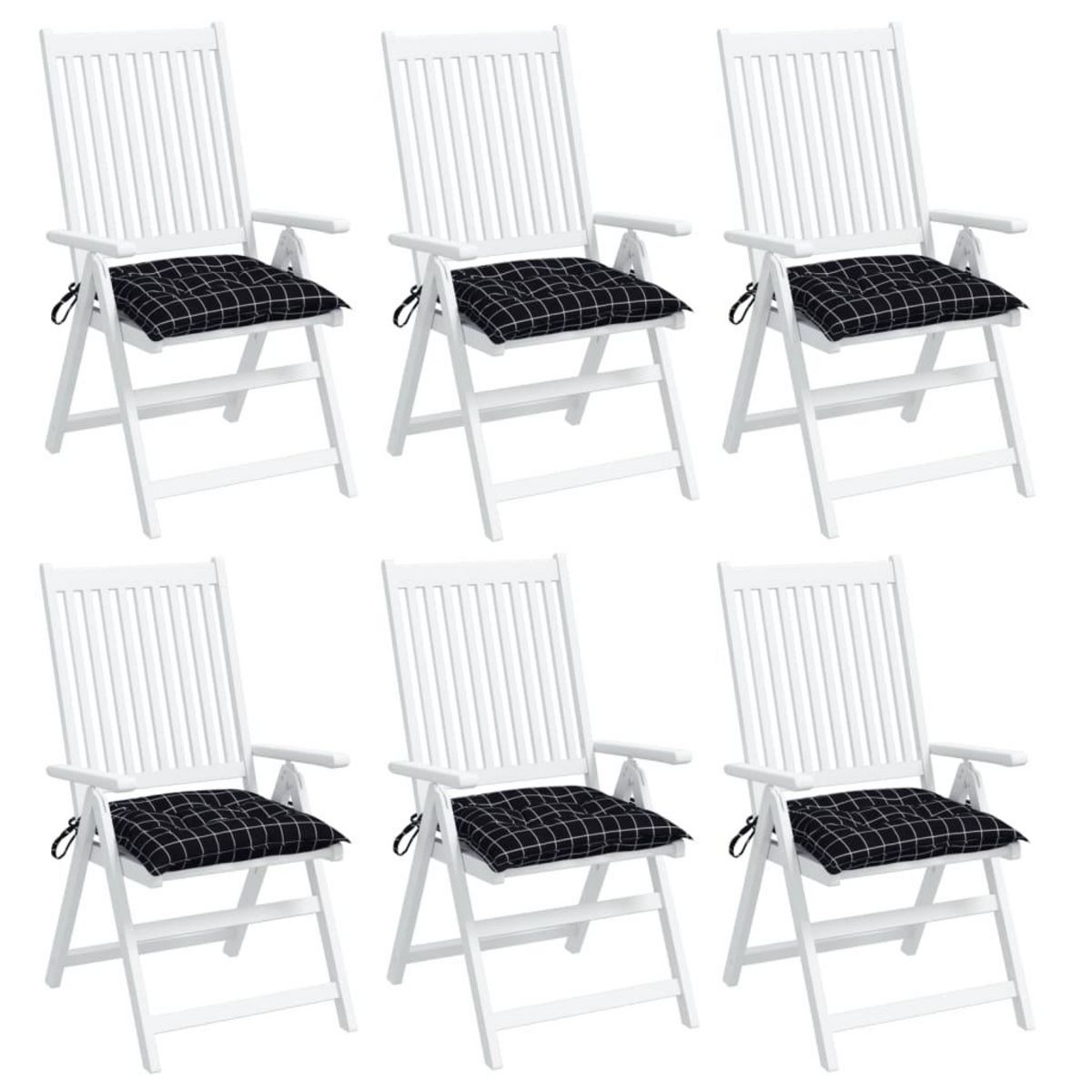 VIDAXL Coussins de chaise lot de 6 carreaux noir 40x40x7 cm tissu