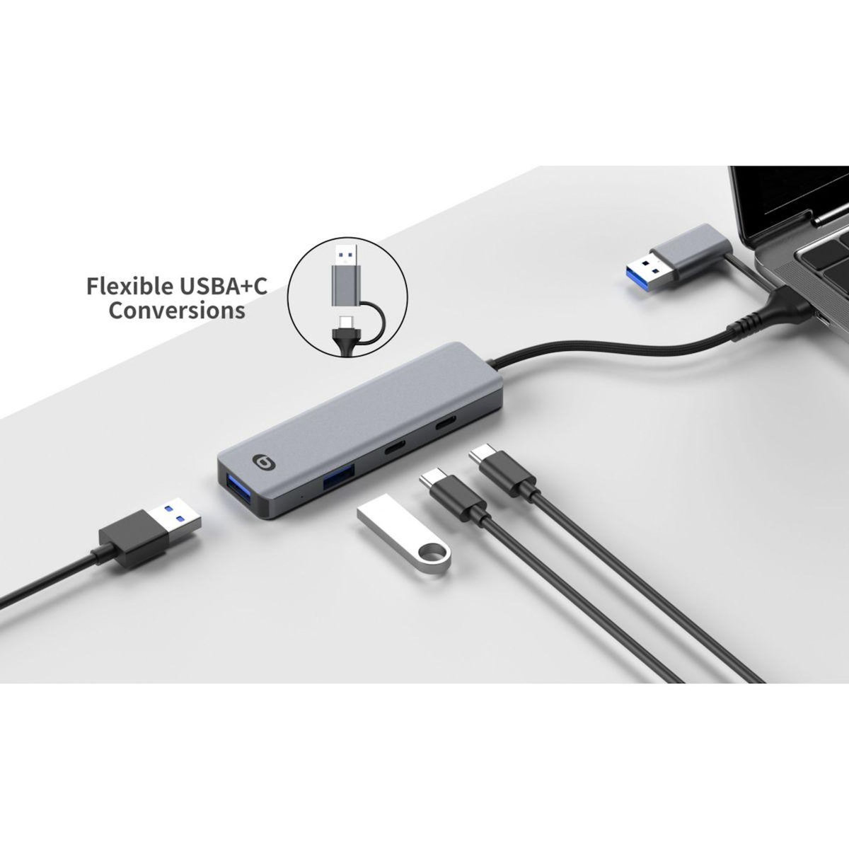 ESSENTIEL B Hub 4 en 1 x2 USB-A + x2 USB-C
