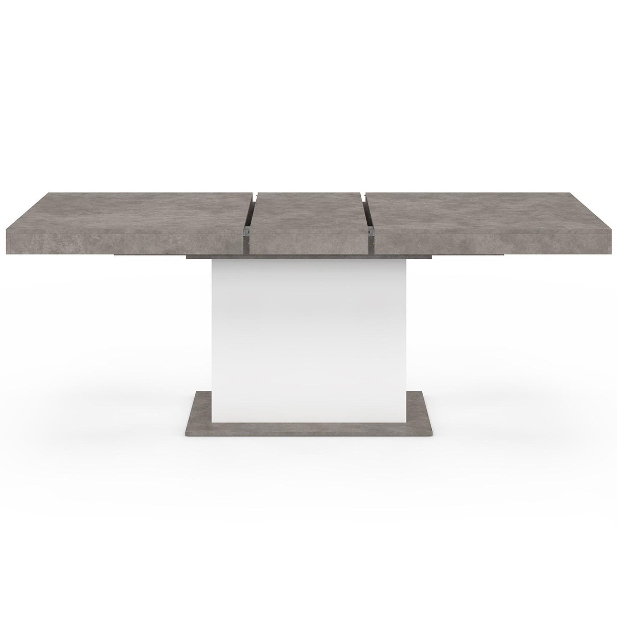 Voir la diapositive 3 : ID MARKET Table à manger extensible rectangle eden 6-10 personnes béton et blanc 160-200 cm