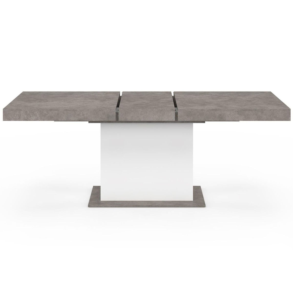 ID MARKET Table à manger extensible rectangle EDEN 6-10 personnes béton et blanc 160-200 cm