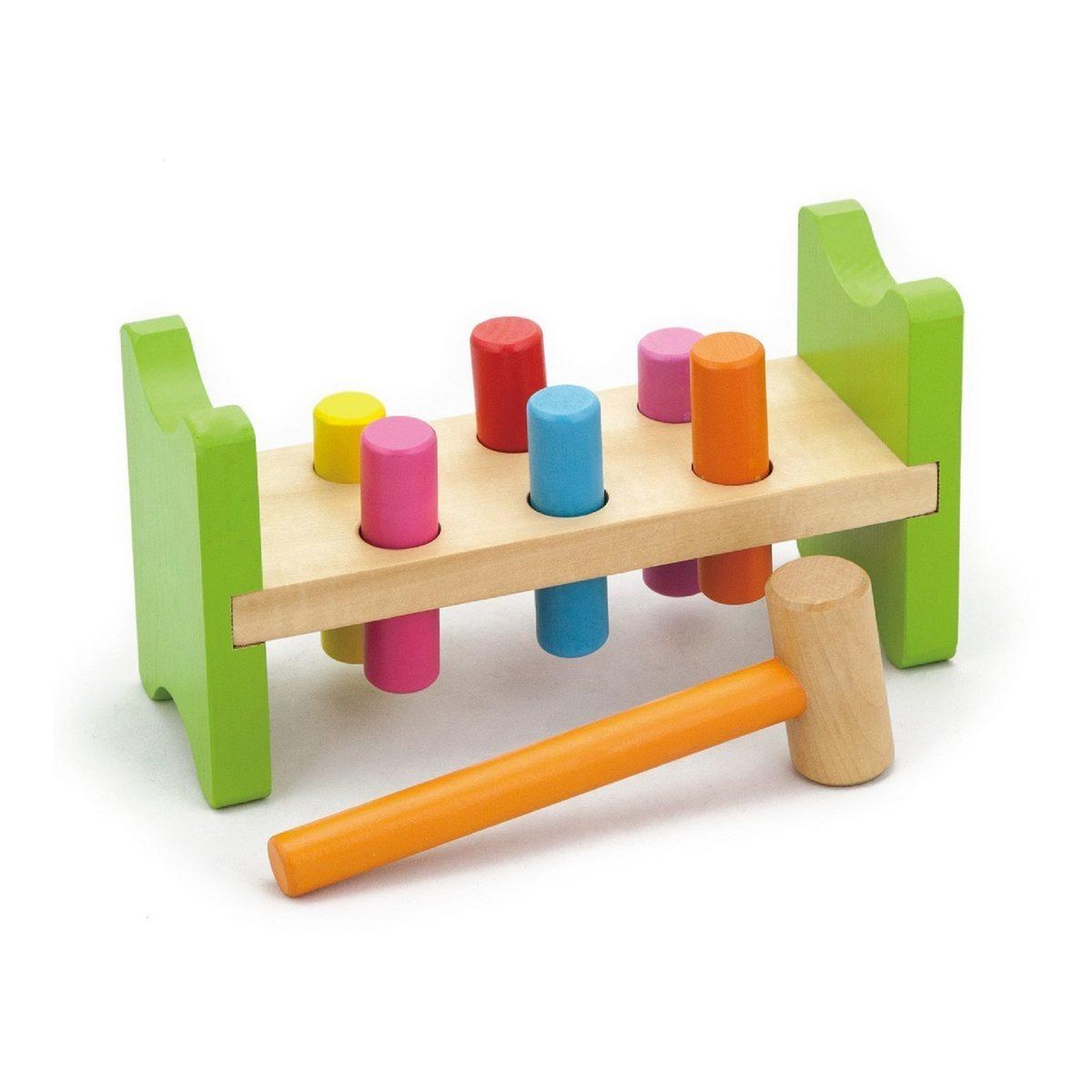 VIGA Jeu de marteau  50827 - bois, 6 chevilles colorées