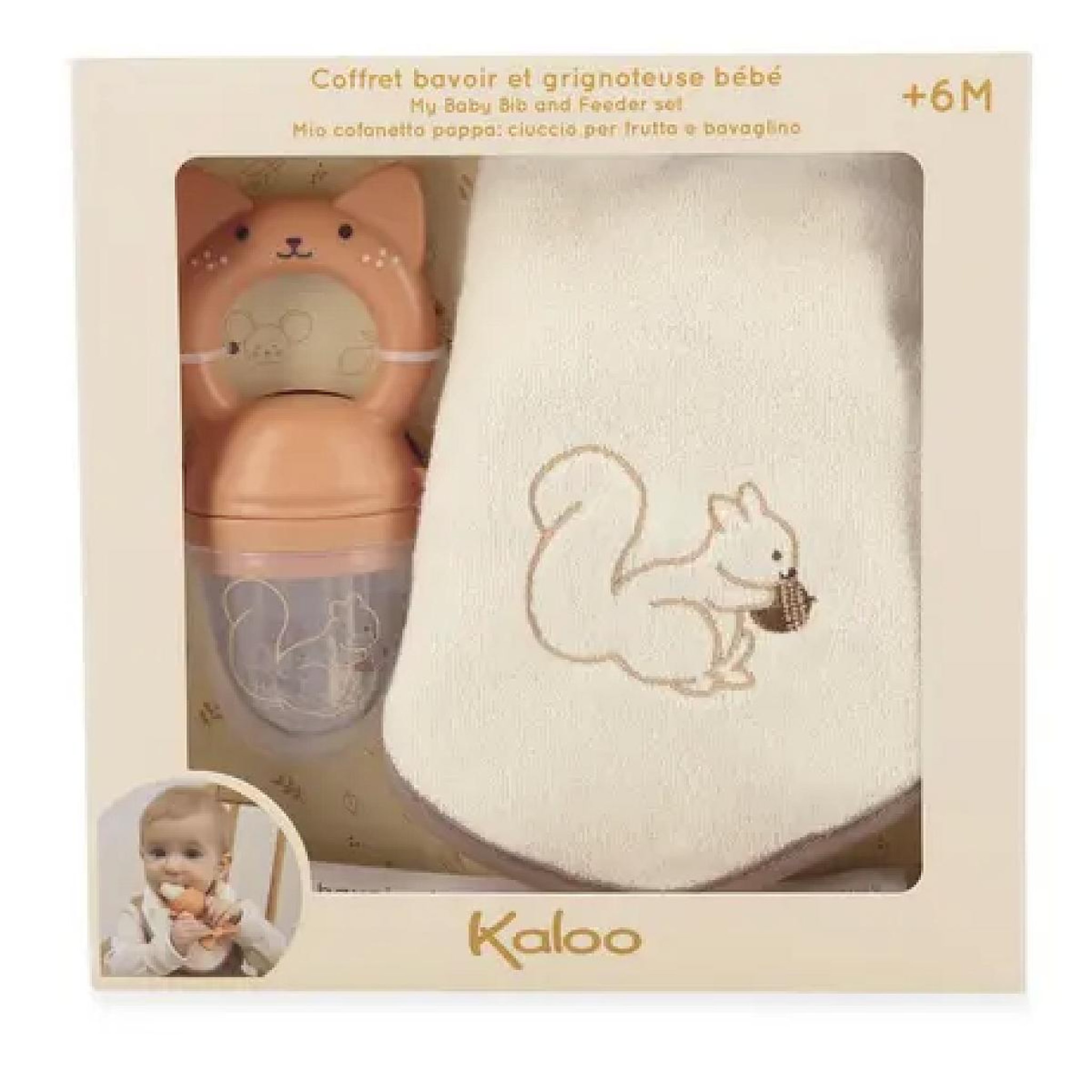 Voir la diapositive 2 : Kaloo Coffret Bavoir et Grignoteuse Ecureuil