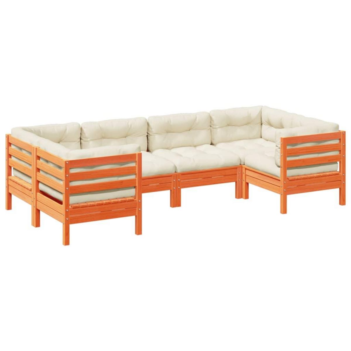 VIDAXL Salon de jardin 6 pcs avec coussins cire marron bois pin massif