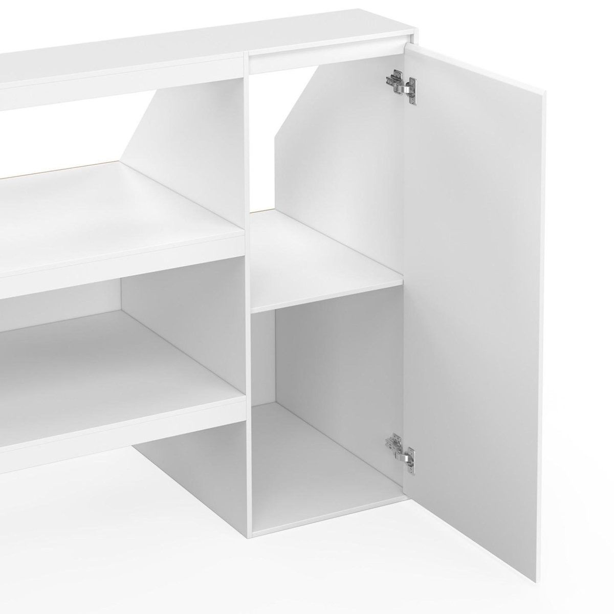 ID MARKET Ensemble étagère 2 niveaux, armoire 2 portes et armoire 1 porte + 1 niche sous pente TOMI blanc