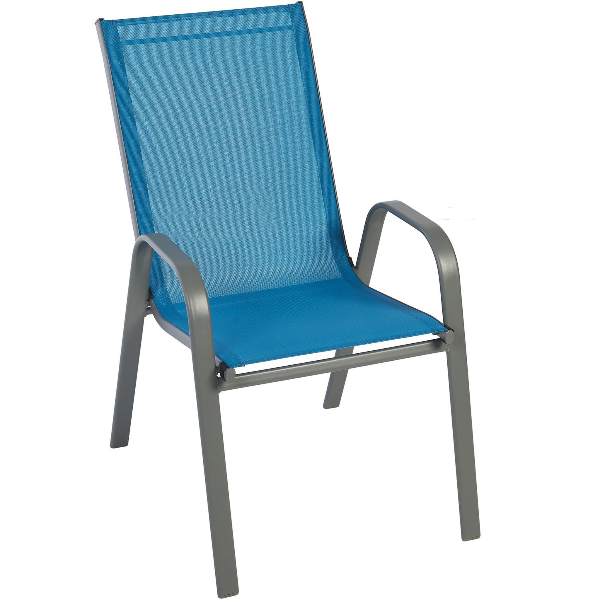 Voir la diapositive 1 : GARDENSTAR Fauteuil de jardin empilable - Acier/textilène - Bleu azur