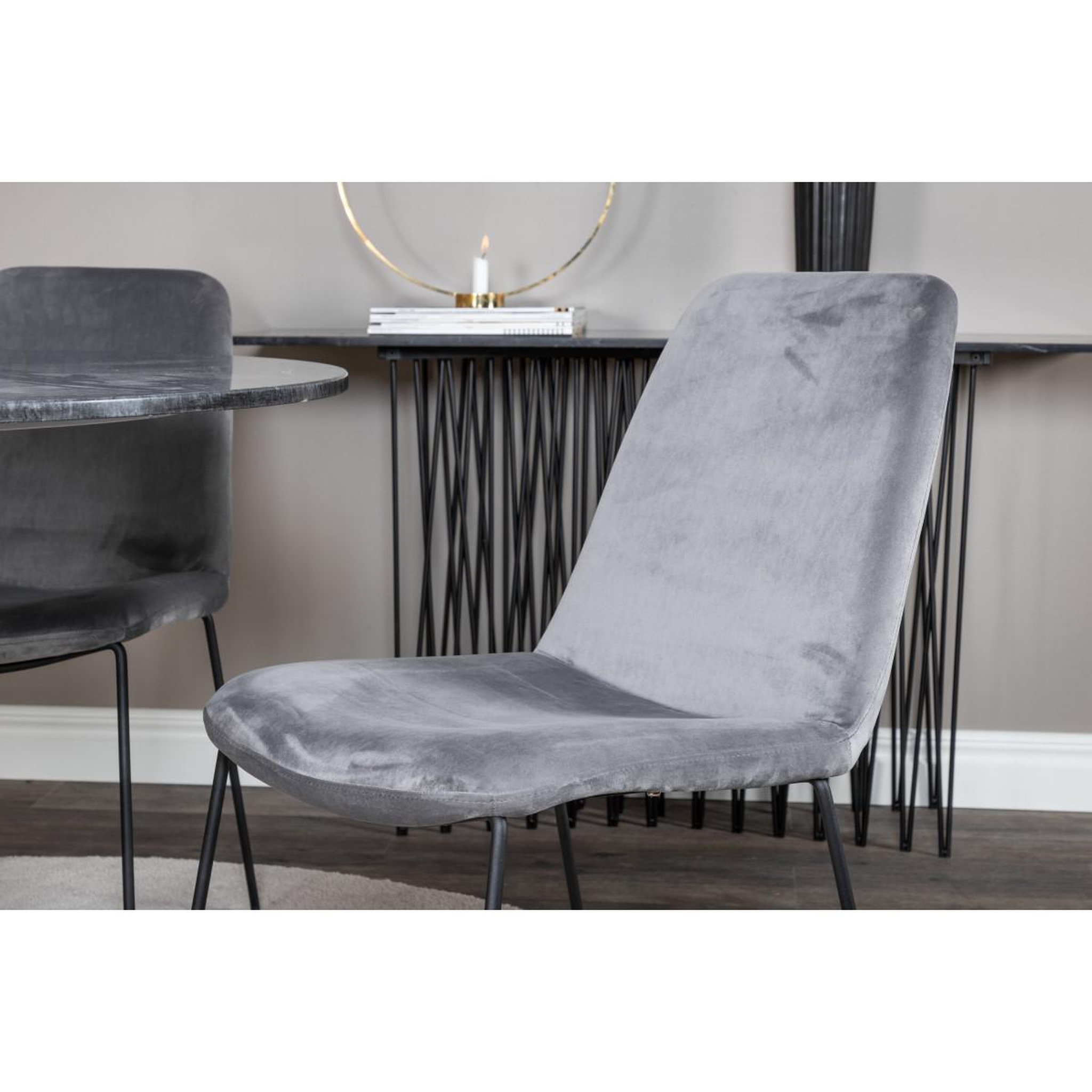 Voir la diapositive 5 : Paris Prix Ensemble table à manger & 4 chaises  estelle & muce  106cm gris foncé & gris
