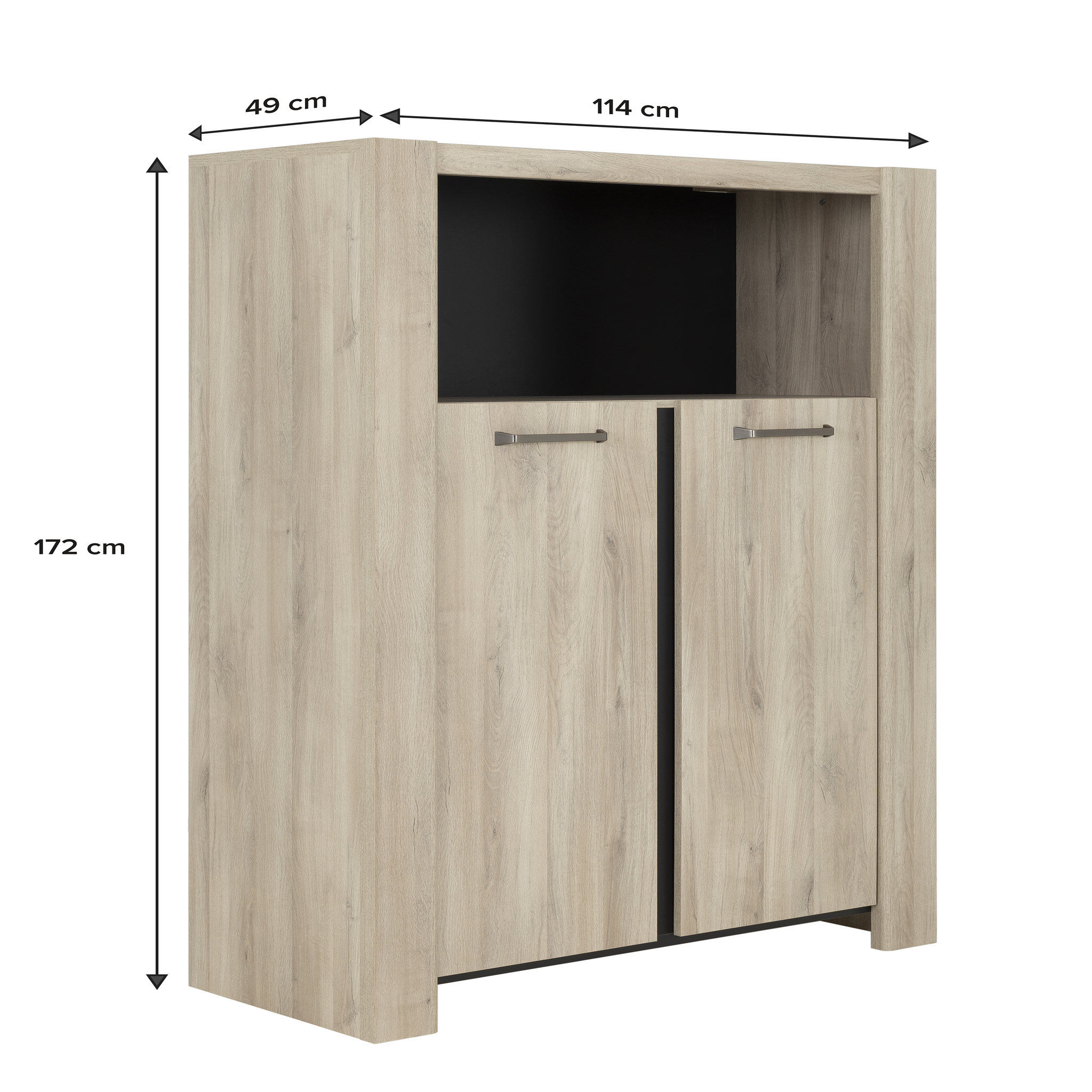 Voir la diapositive 6 : Vaisselier 2 portes  L114xH172xP49cm ROBIN