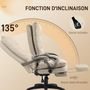 Voir la diapositive 5 : HOMCOM Fauteuil de bureau direction massant hauteur réglable dossier inclinable repose-pied intégré toile de lin beige