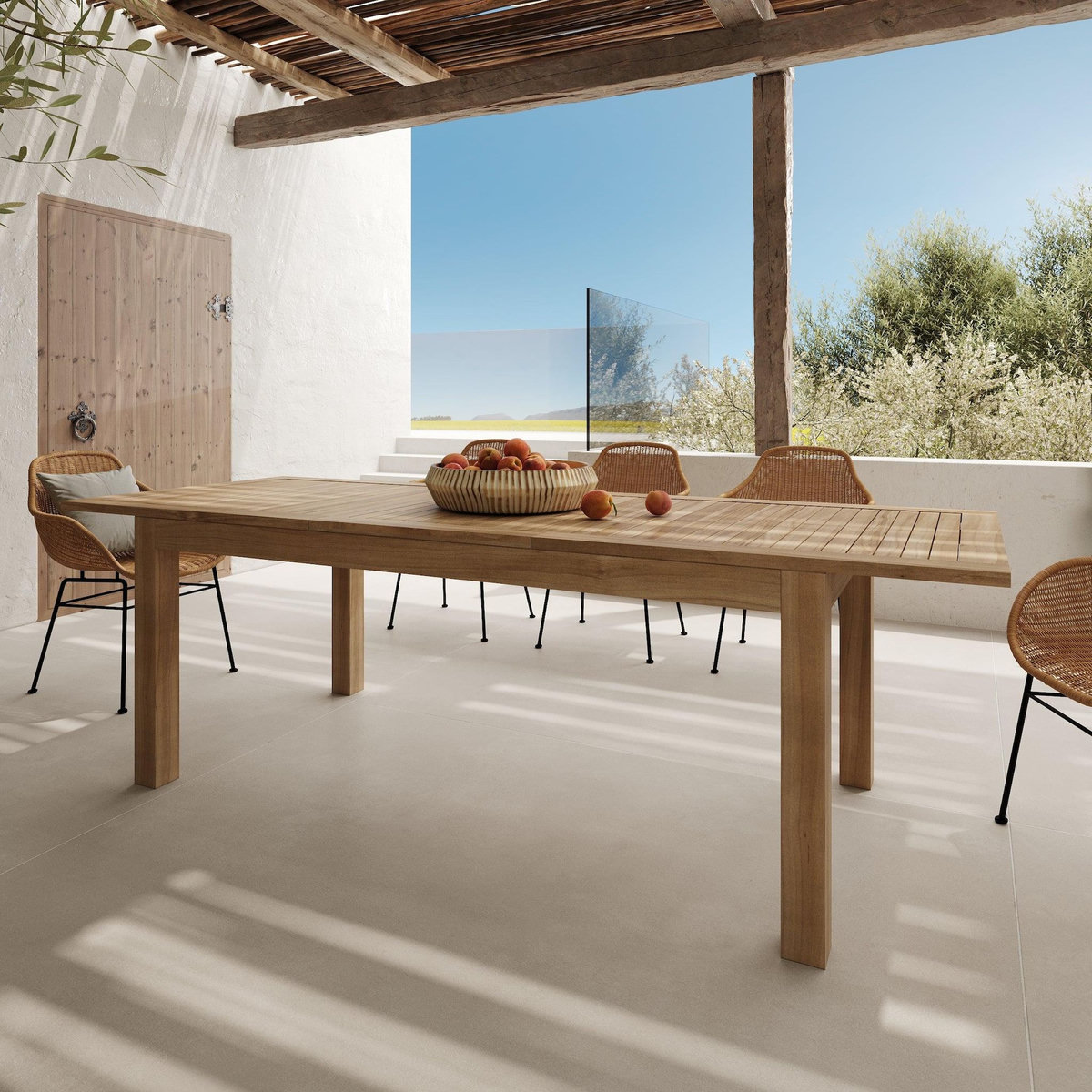 Rendez vous déco Table de jardin extensible en teck 6 à 10 personnes-Nido