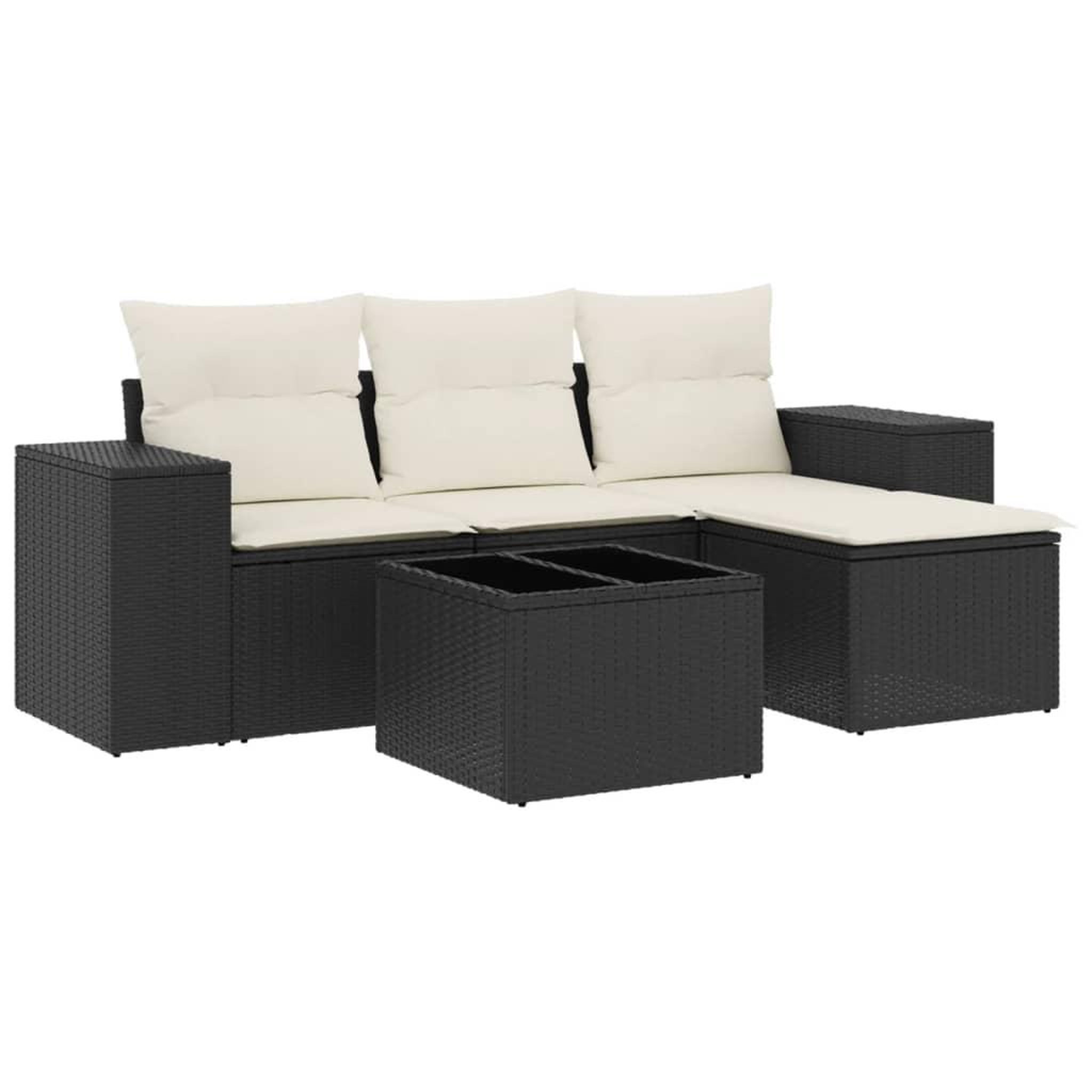 Voir la diapositive 2 : VIDAXL Salon de jardin 5 pcs avec coussins noir resine tressee