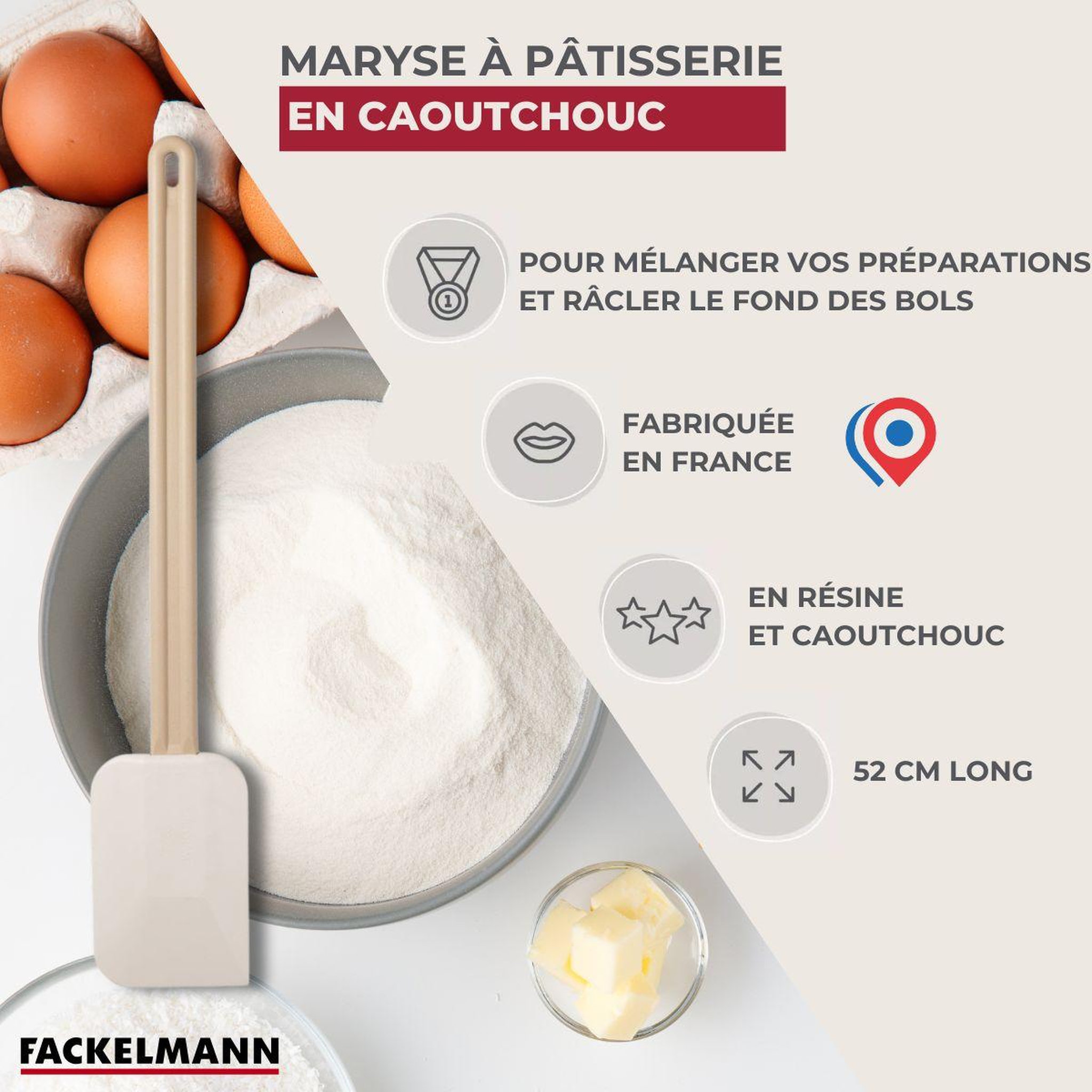 Voir la diapositive 3 : Fackelmann Ensemble de 2 maryses de pâtisserie et de cuisine manche en résine de 52 cm fackelmann