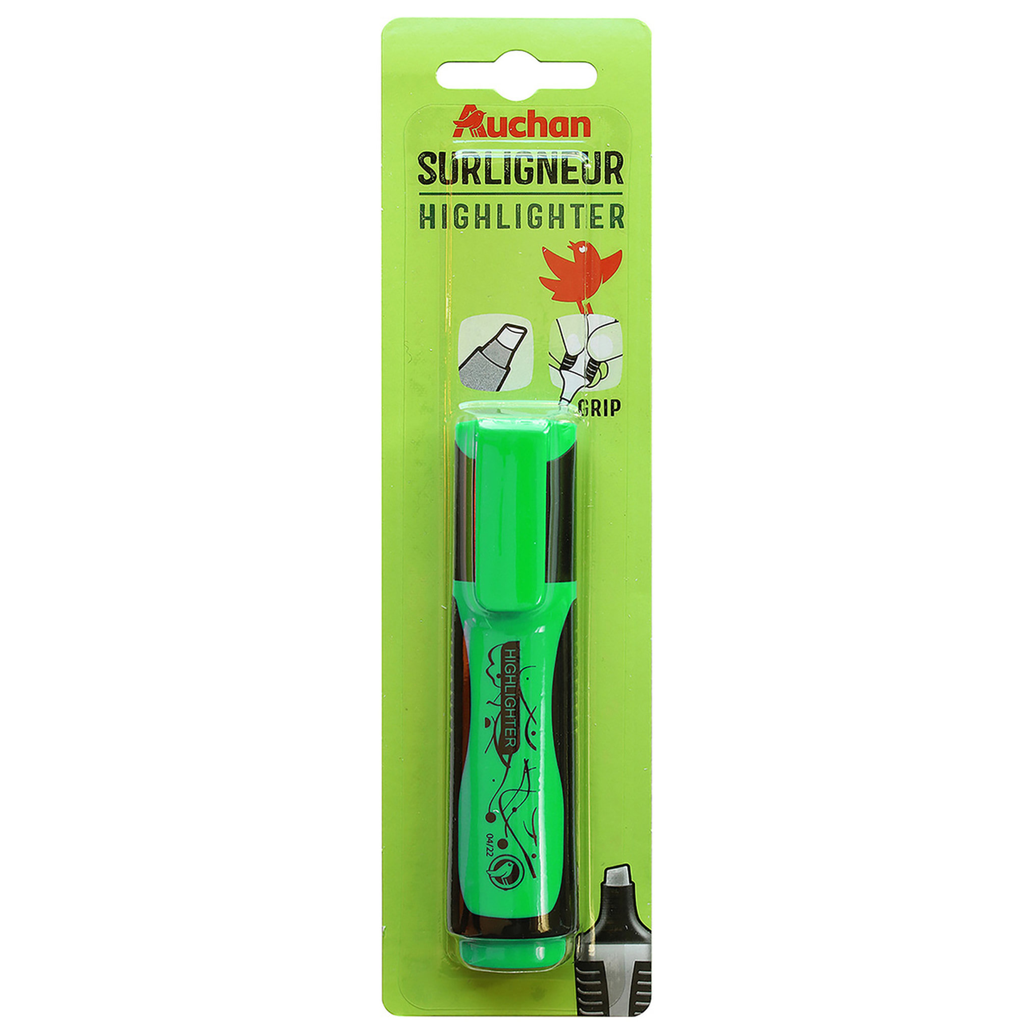 Voir la diapositive 2 : AUCHAN Surligneur plat vert
