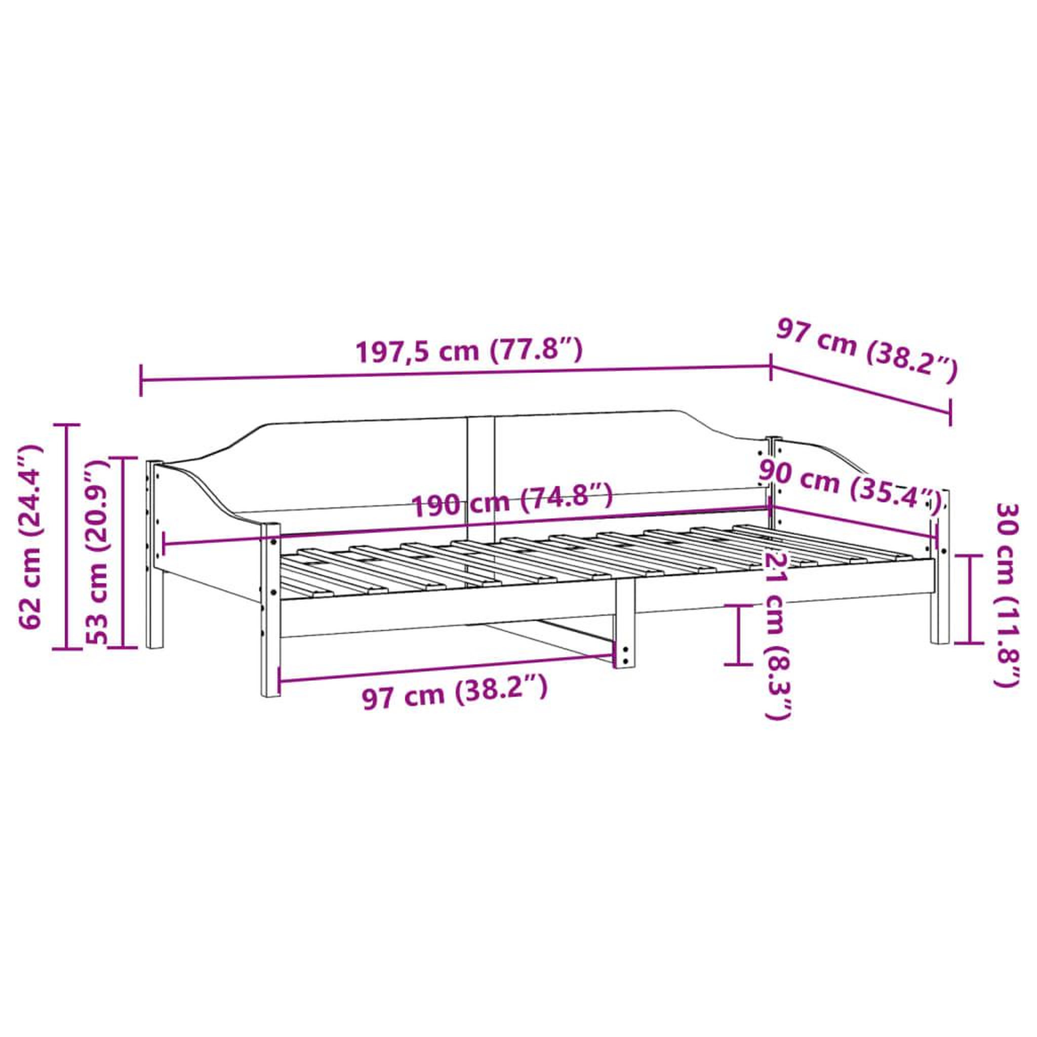 Voir la diapositive 6 : VIDAXL Cadre de lit sans matelas blanc 90x190 cm bois de pin massif