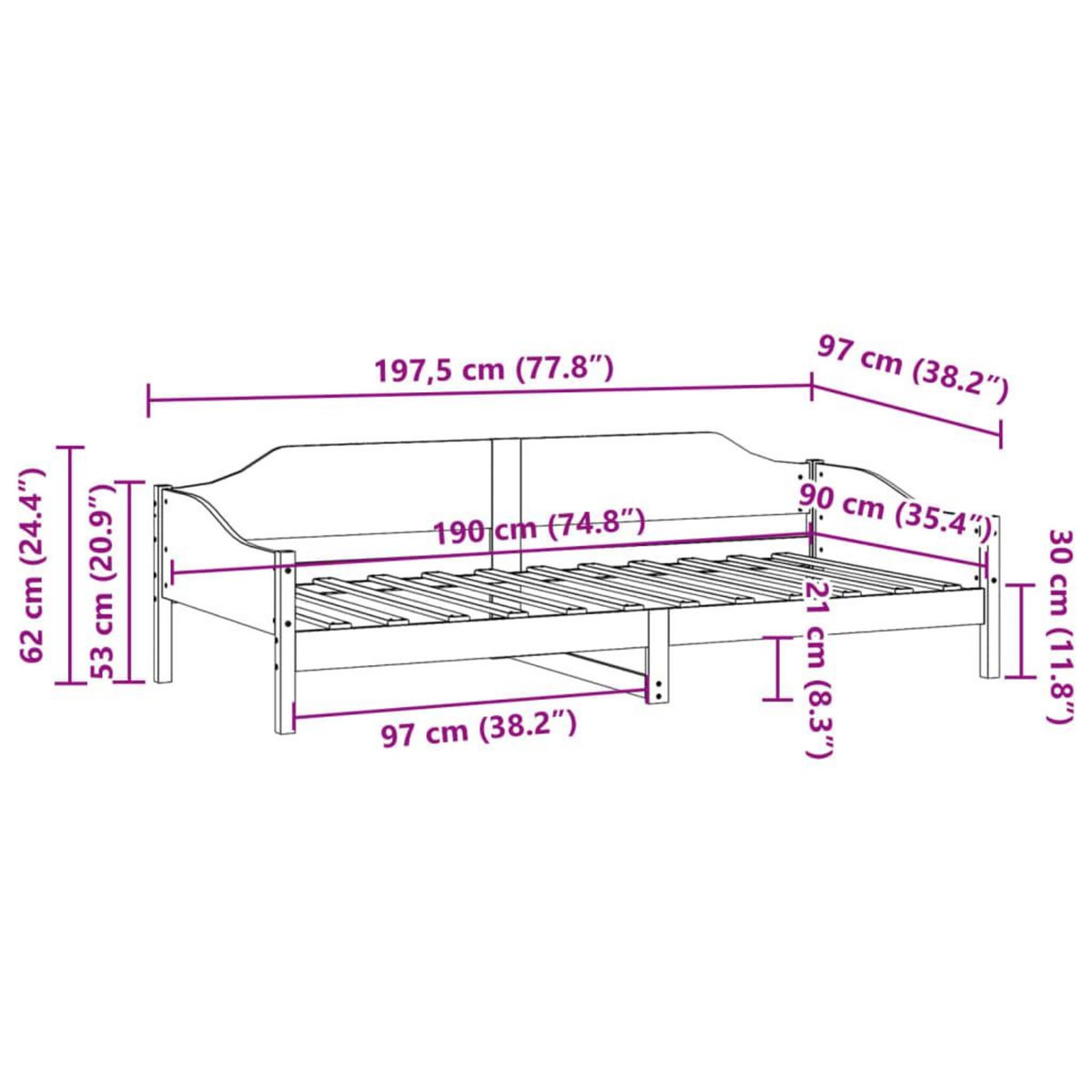 VIDAXL Cadre de lit sans matelas blanc 90x190 cm bois de pin massif