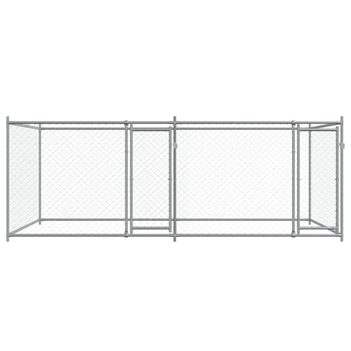 VIDAXL Cage pour chien avec portes gris 4x2x1,5 m acier galvanise