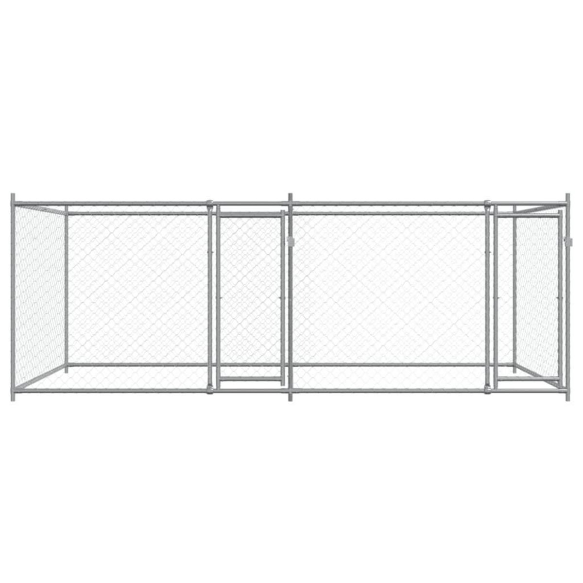 VIDAXL Cage pour chien avec portes gris 4x2x1,5 m acier galvanise