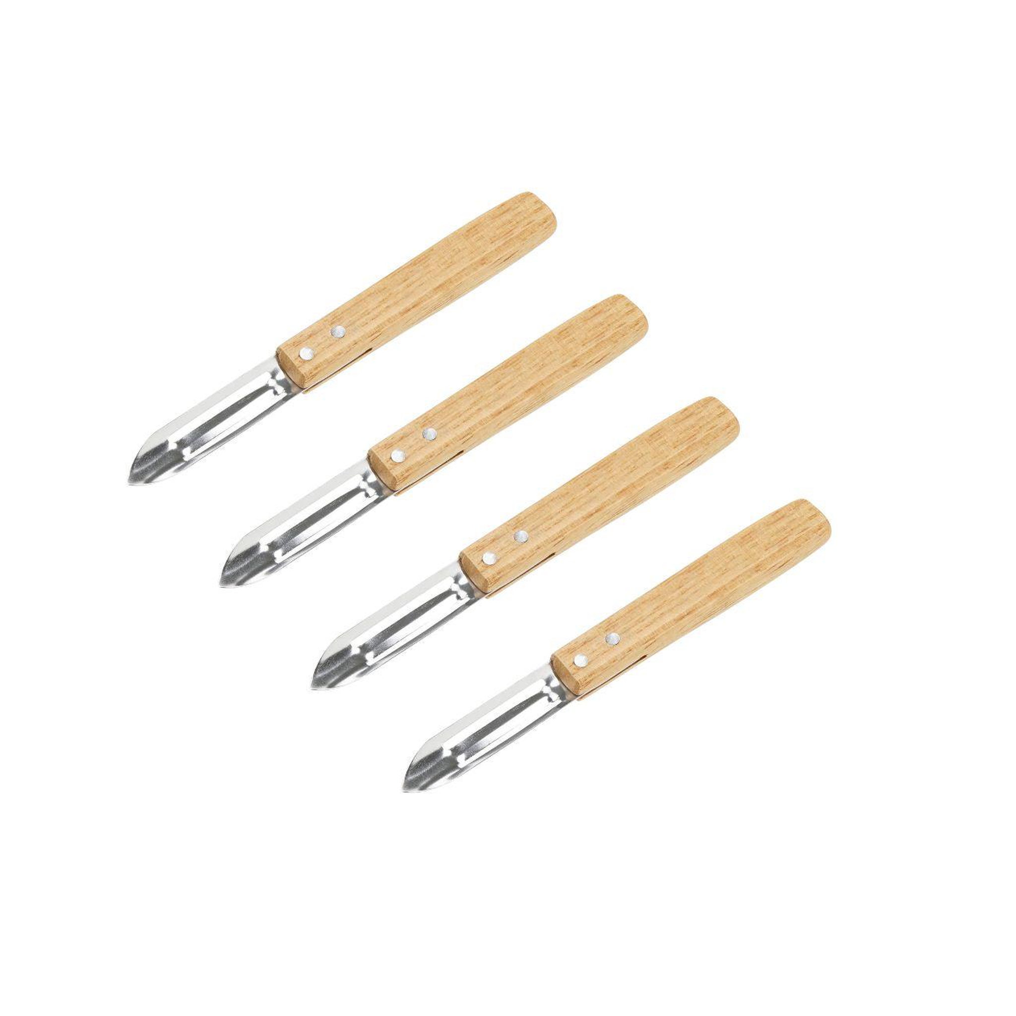 NIROSTA Set de 4 éplucheurs en inox et bois nirosta country