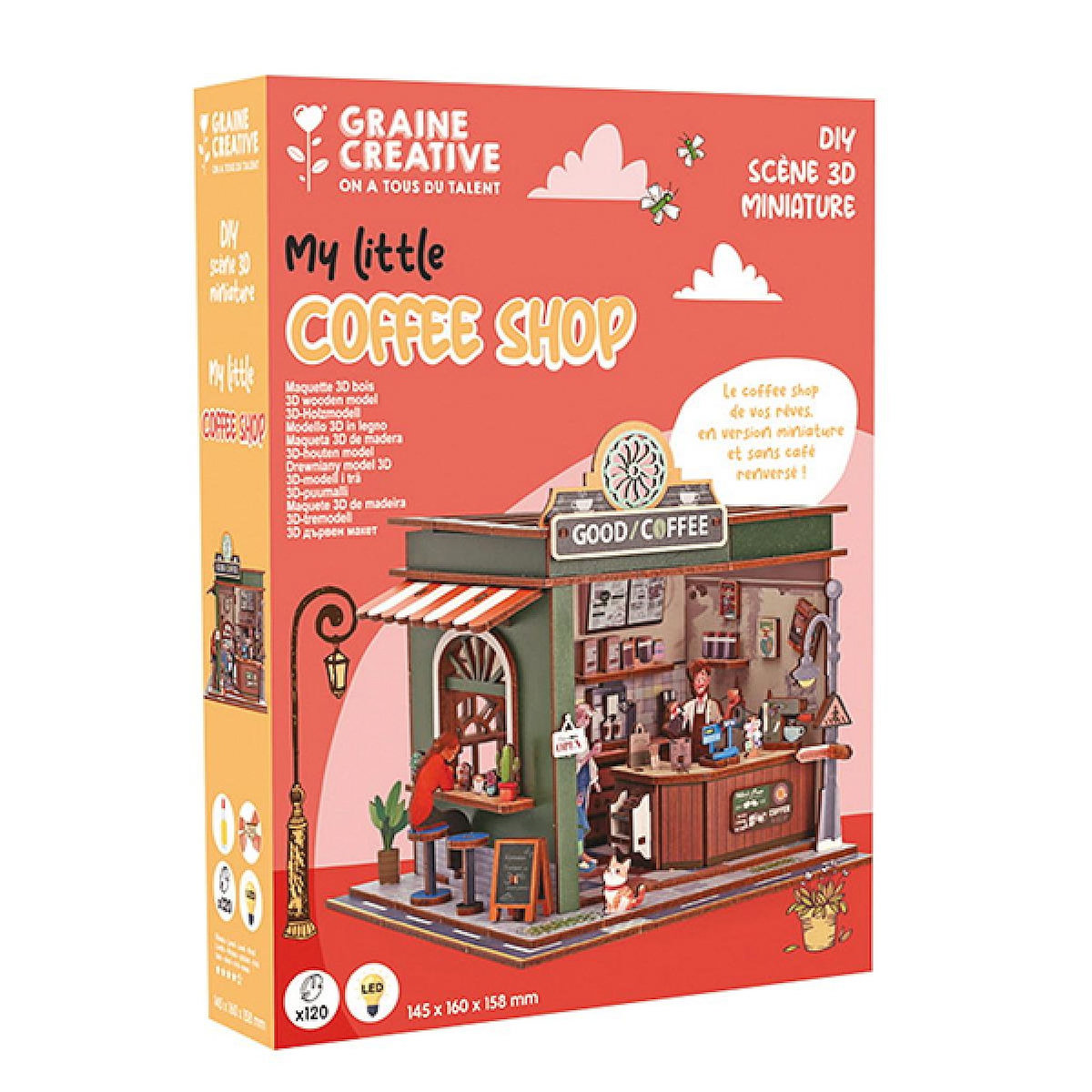 Graine créative Vitrine bois 3D - Coffee shop