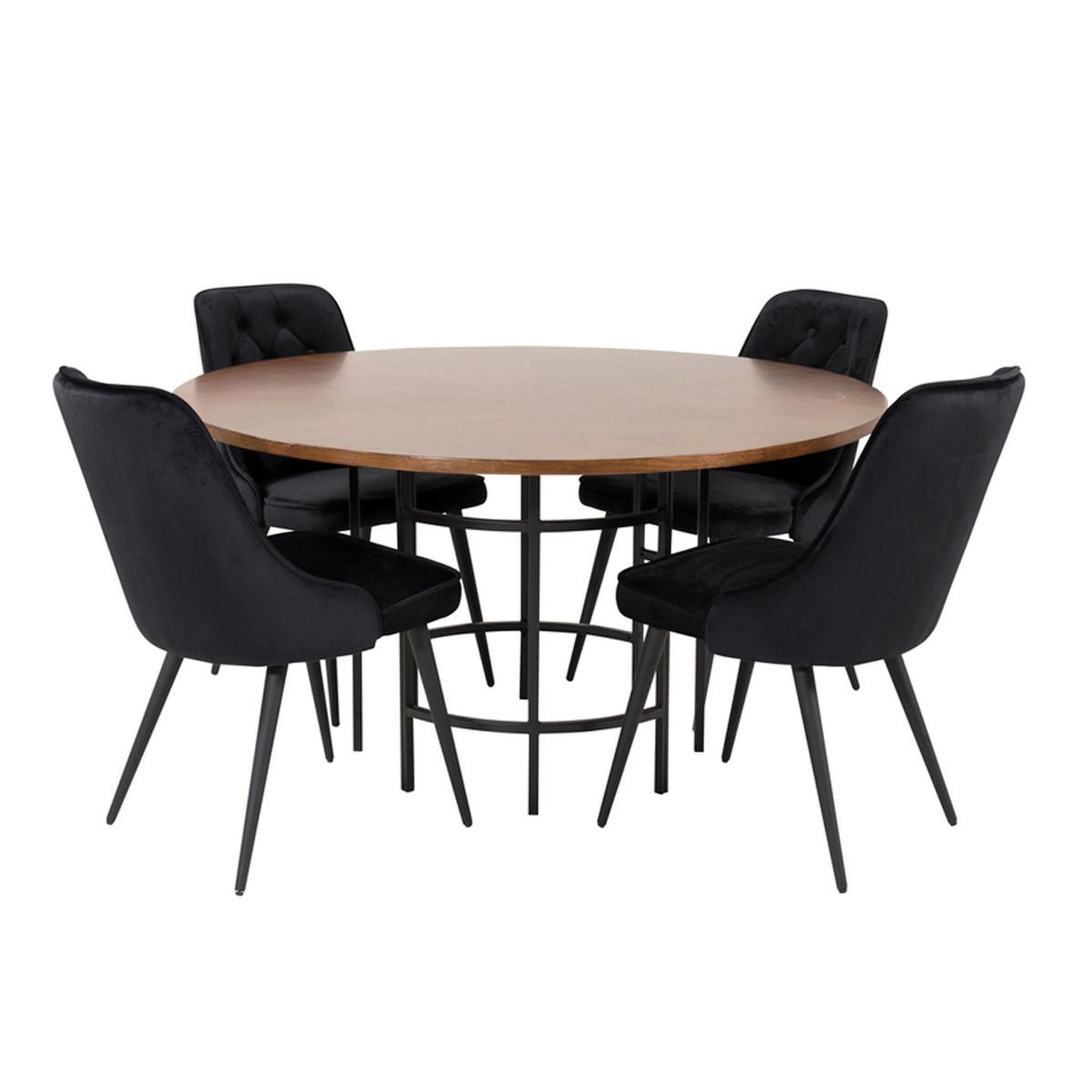Paris Prix Ensemble table à manger & 4 chaises  copenhagen & velvet deluxe  140cm noir & marron