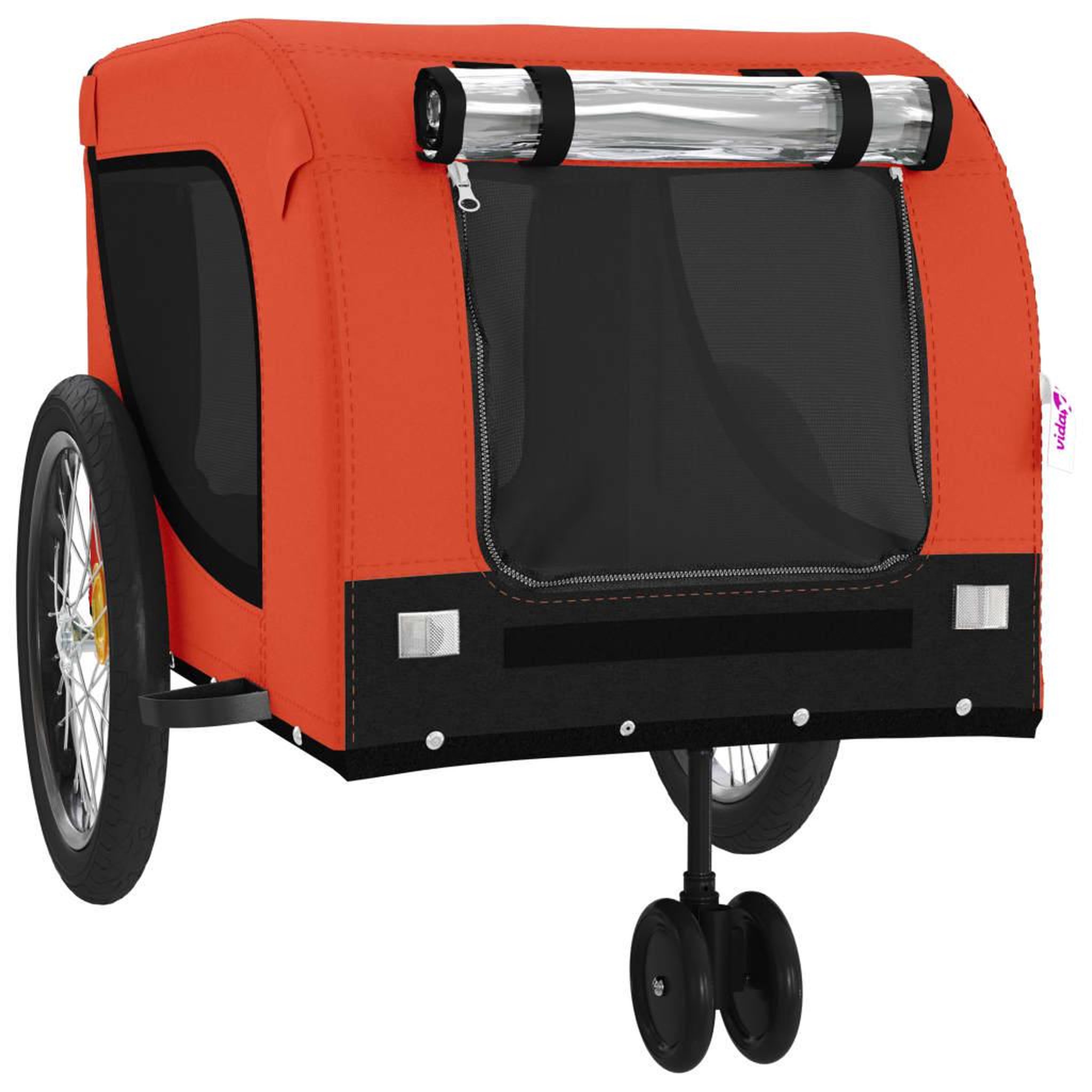 Voir la diapositive 4 : VIDAXL Remorque de velo pour animaux de compagnie orange et noir