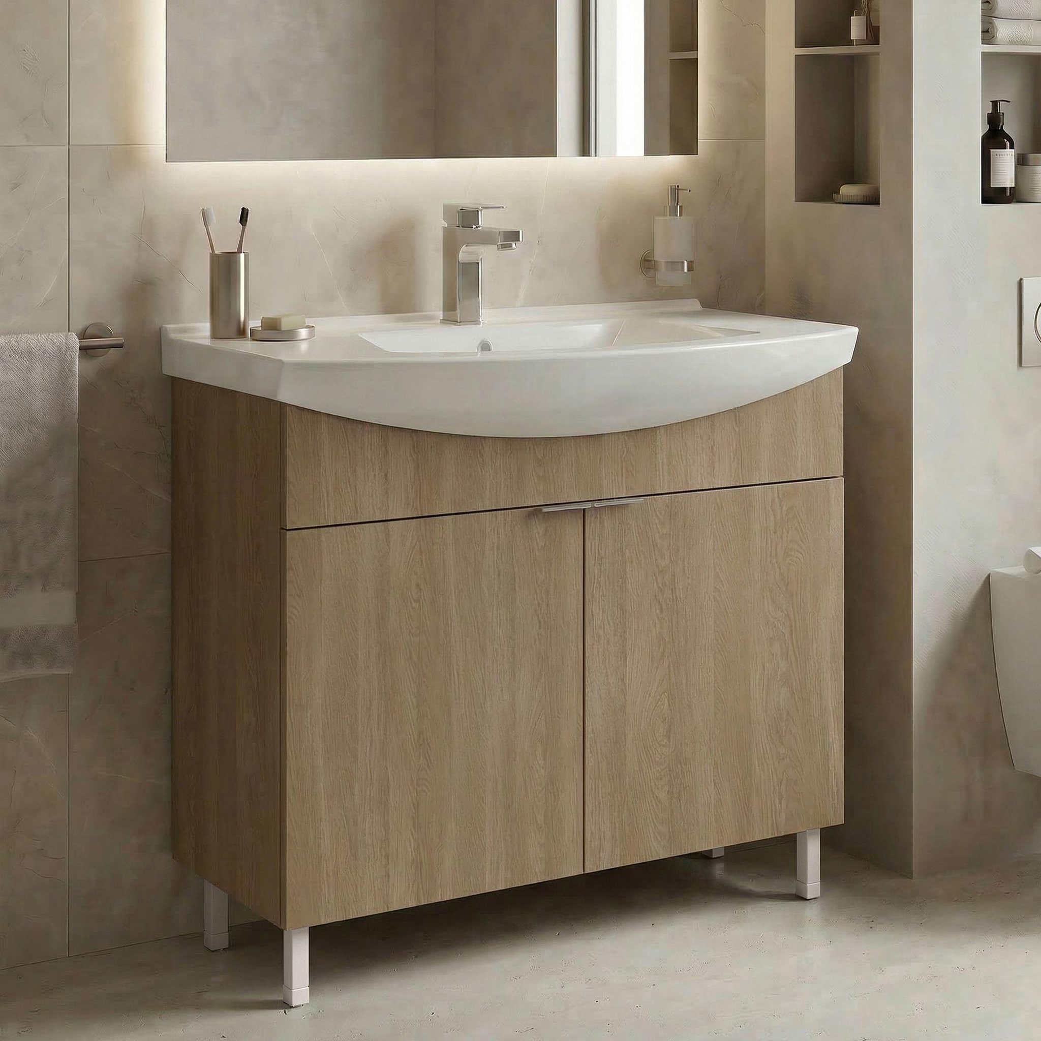 Voir la diapositive 2 : Habitat et Jardin Meuble Vasque  Purus 80  - 80 x 50 x 83 cm - Sonomo Oak