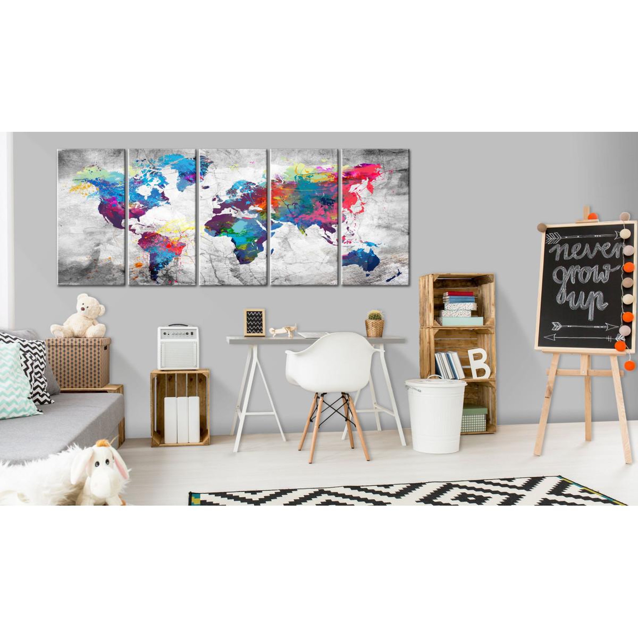 Voir la diapositive 2 : Paris Prix Tableau Imprimé  World Map : Spilt Paint