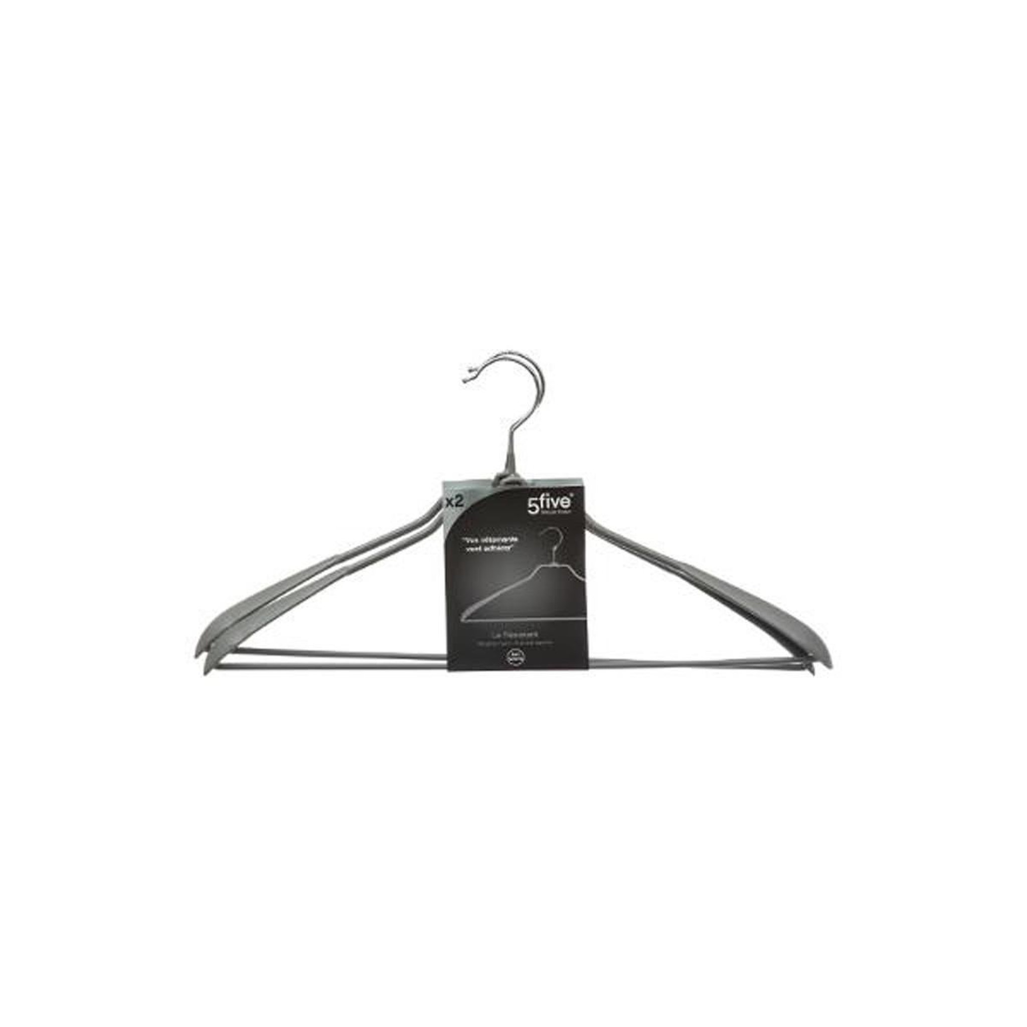 Voir la diapositive 3 : FIVE Lot de 2 Cintres en Métal & PVC 44cm Gris