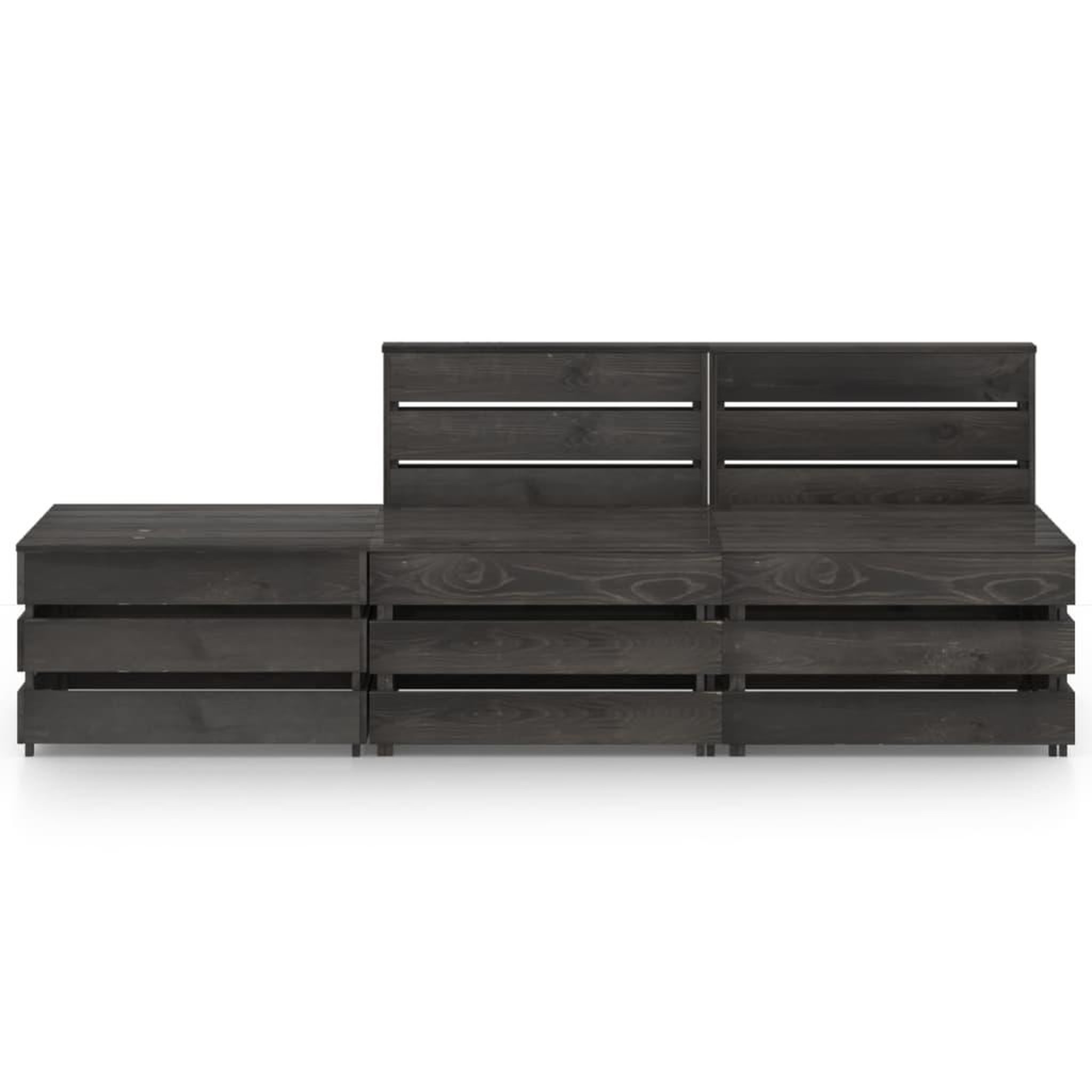 Voir la diapositive 2 : VIDAXL Salon de jardin 3 pcs Bois de pin impregne de gris