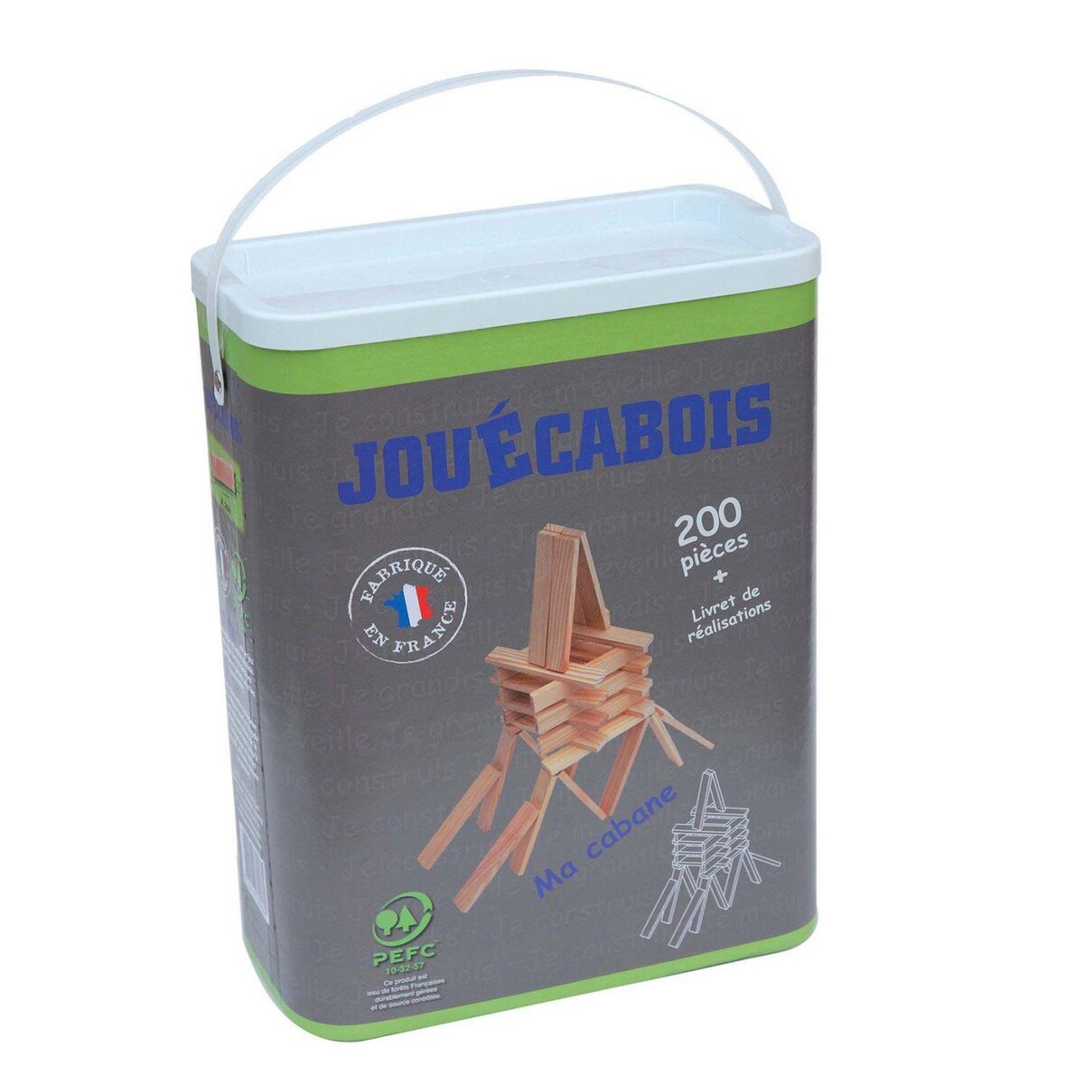 Jouécabois Jeu de construction en bois 200 pièces