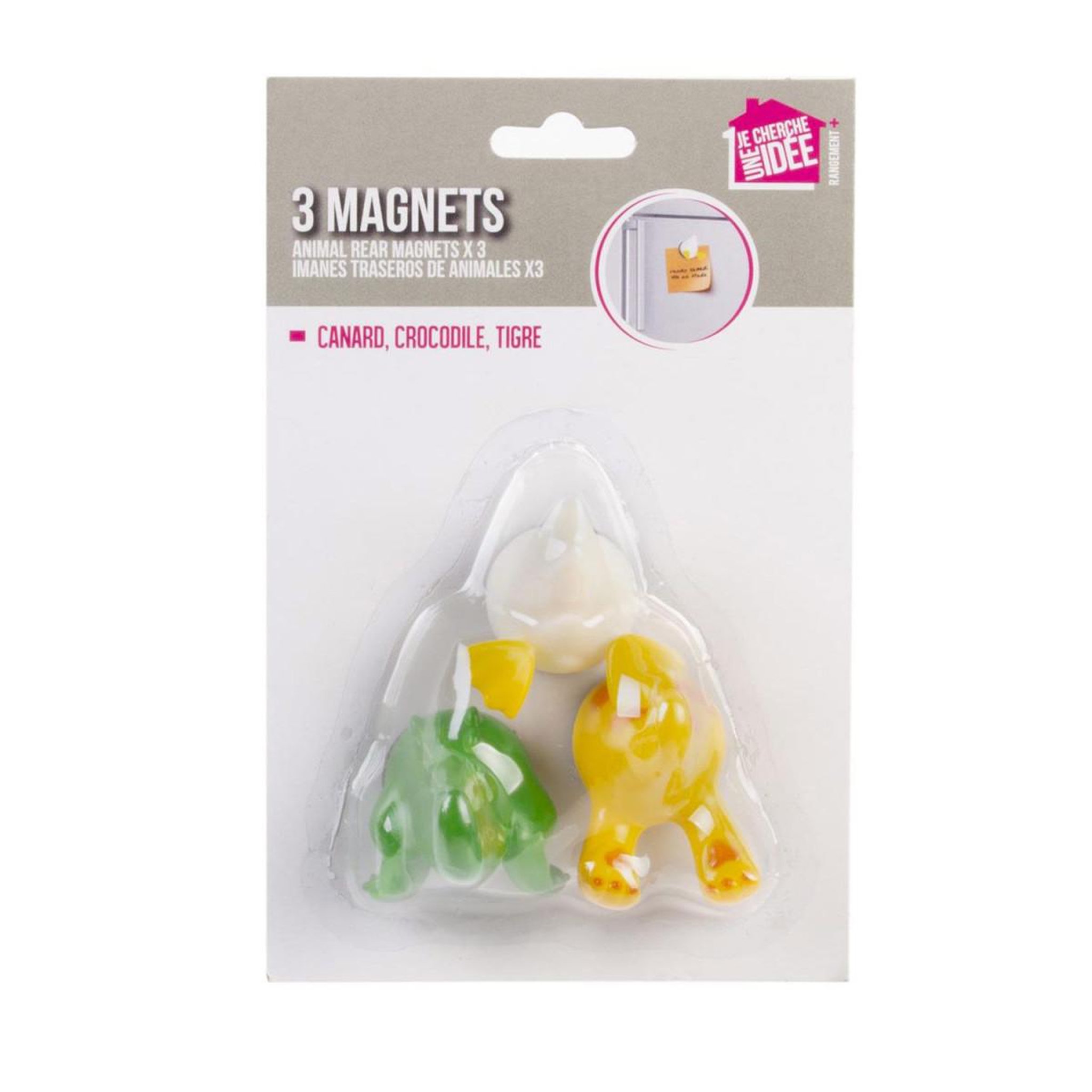 Voir la diapositive 1 : COOK CONCEPT Lot de 3 Magnets  Derrière d'Animaux  5cm Multicolore