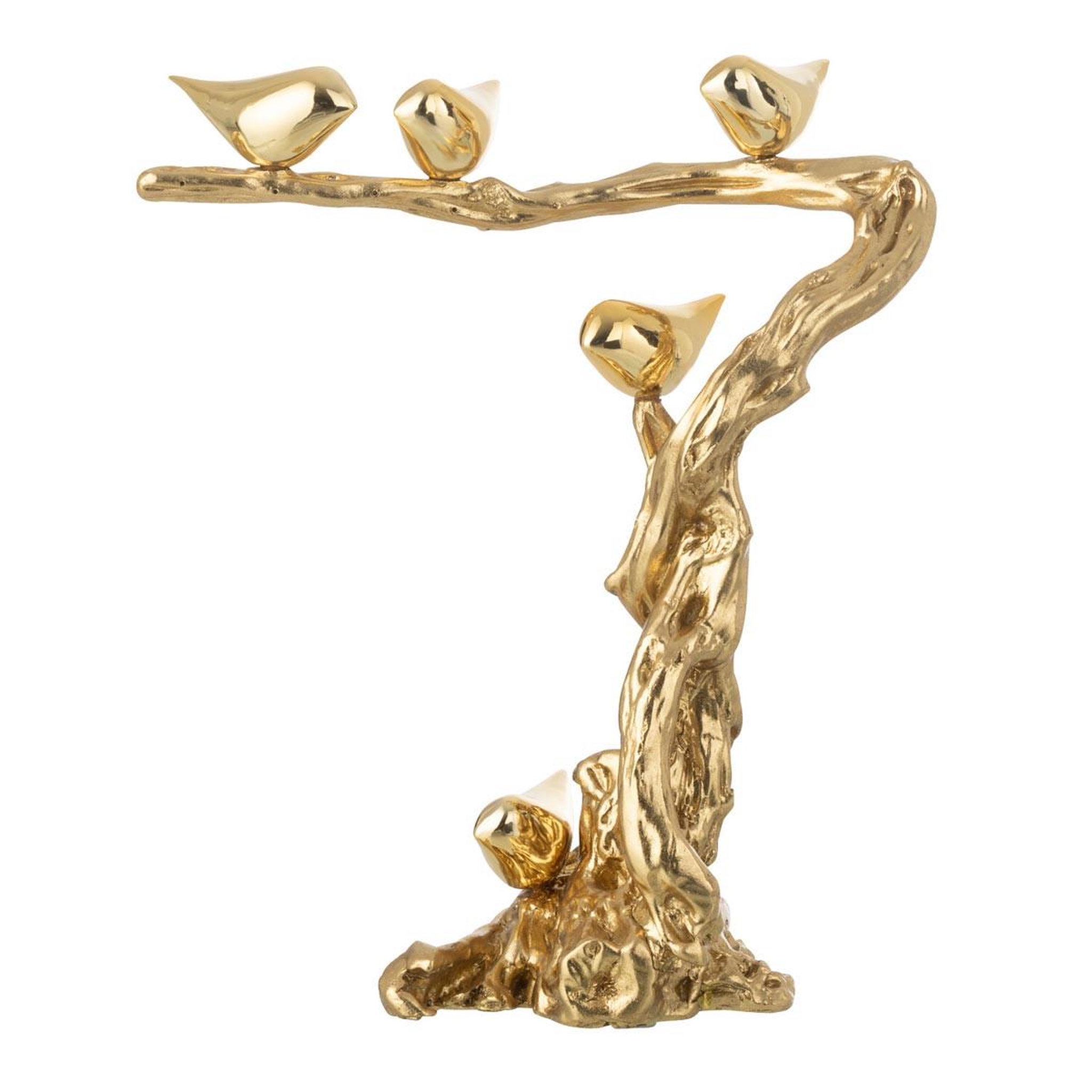 J-LINE Oiseaux sur branche en résine  maribel  46cm doré